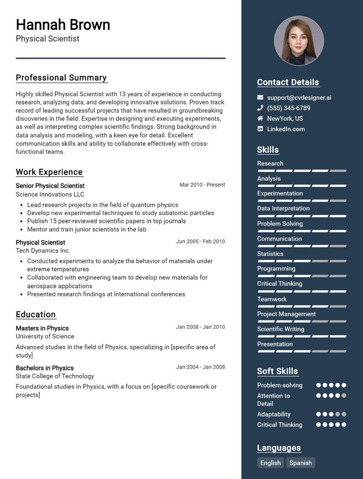 Physical Scientist CV Example For 2026: Expert Tips & Templates Preview