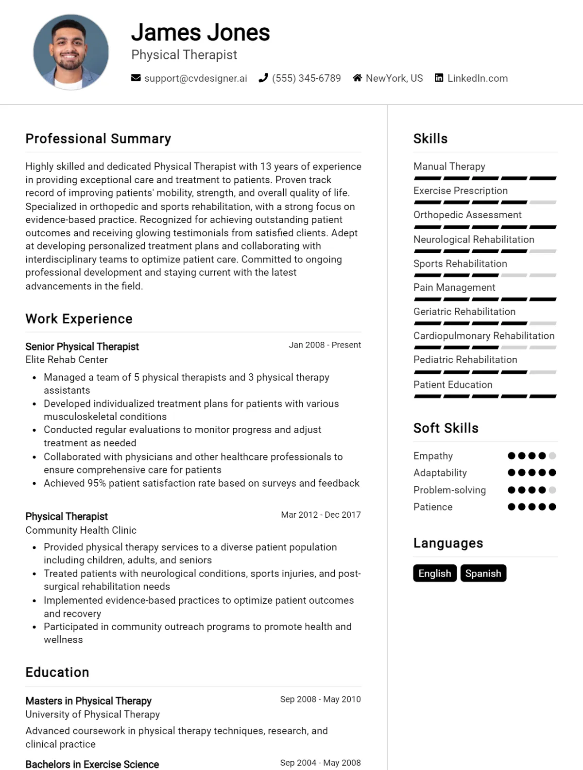 Physical Therapist CV Example For 2026: Proven Tips & Templates Preview