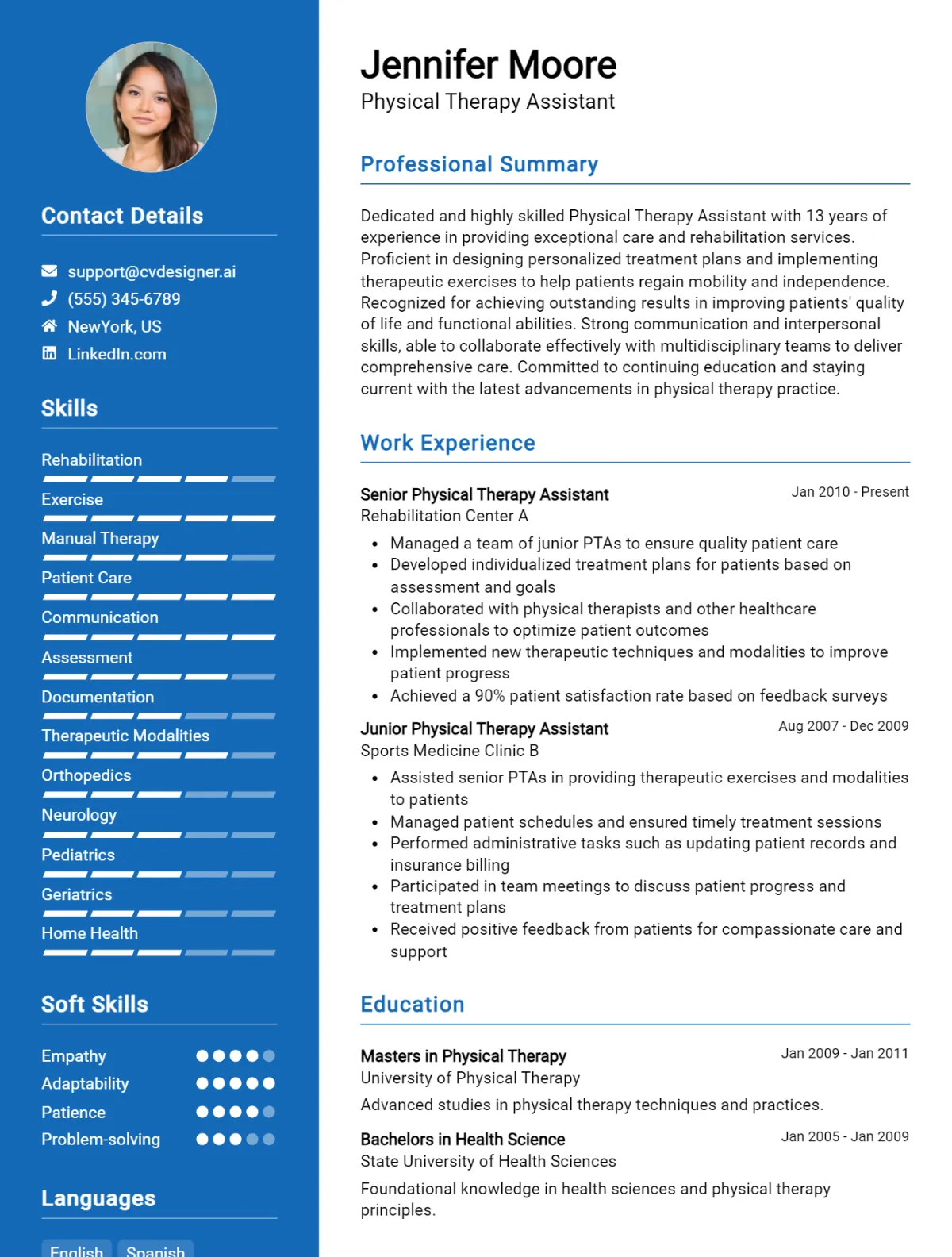 Physical Therapy Assistant CV Example For 2026: Effective CV Writing Tips Preview