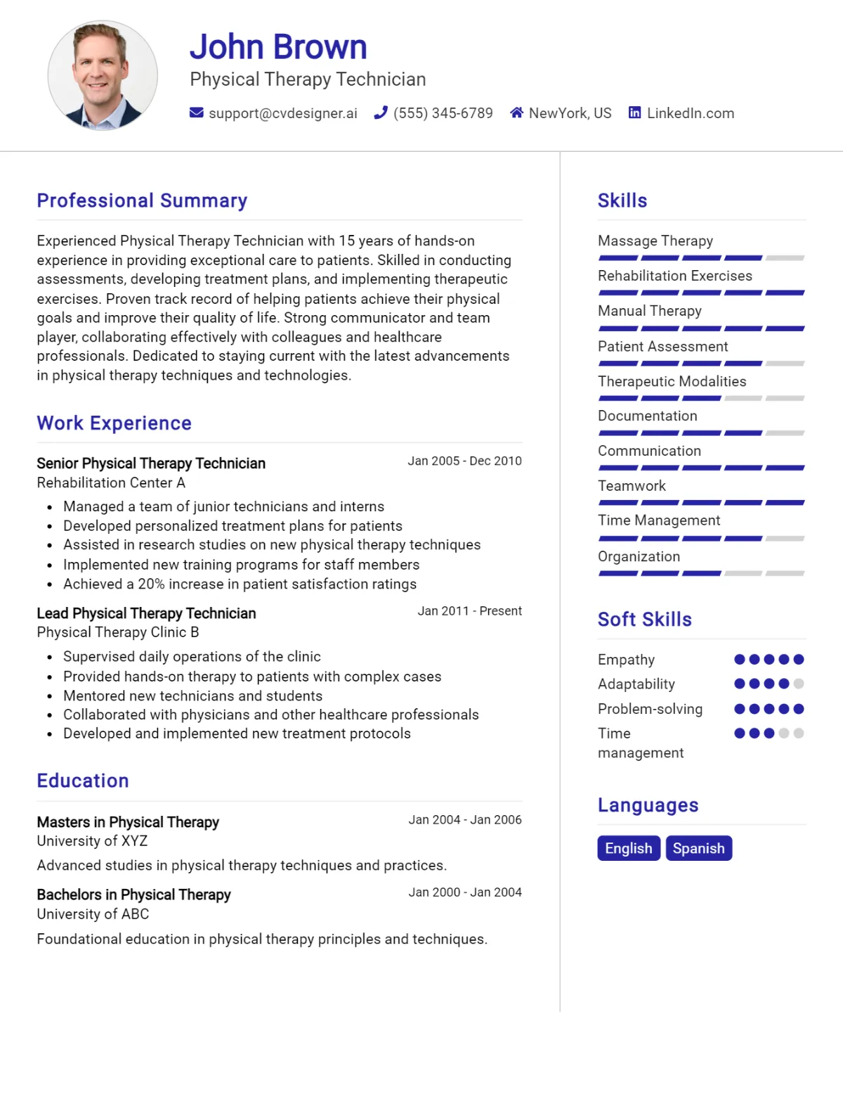 Physical Therapy Technician CV Example For 2026: How to Craft a Winning CV Preview