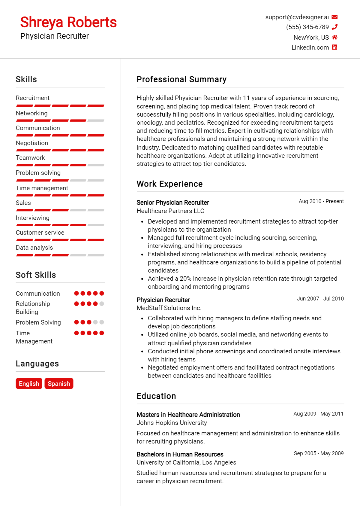 Physician Recruiter Resume Example for 2026: Free Downloadable Templates Preview