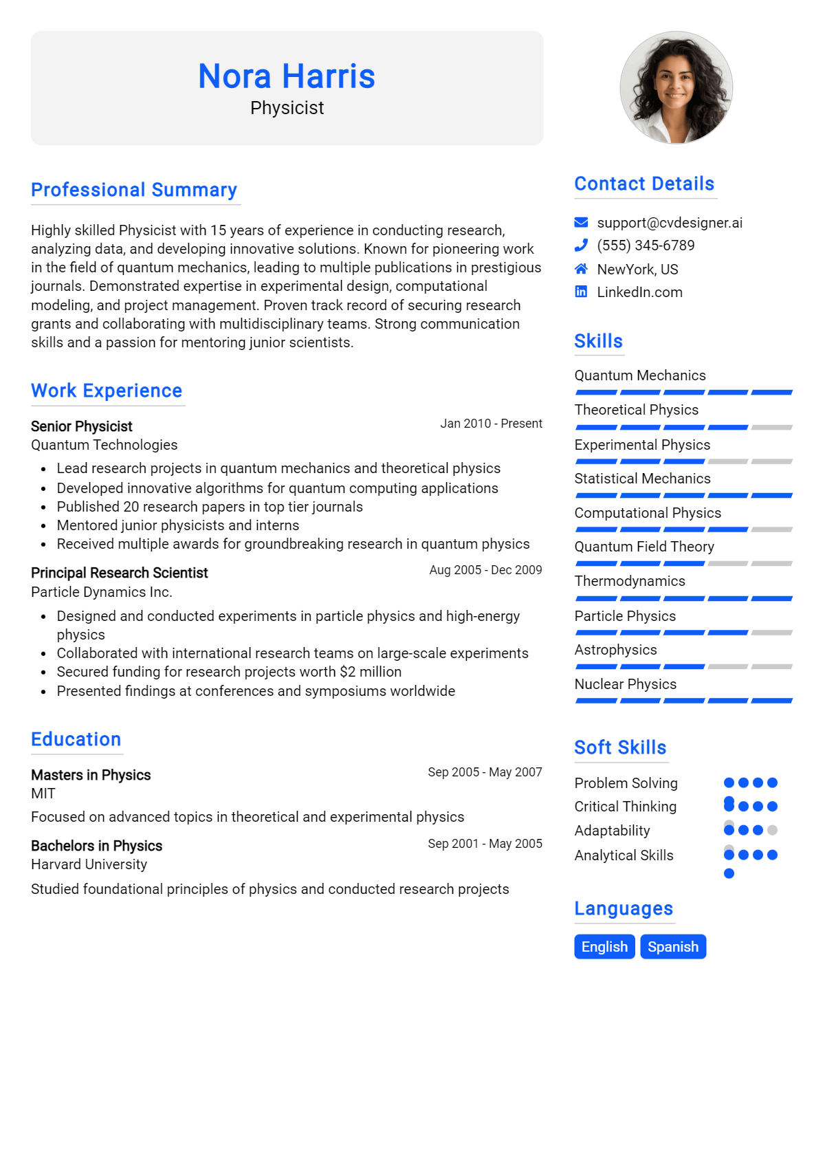 Physicist Resume Example for 2026: Strategies & Templates Preview