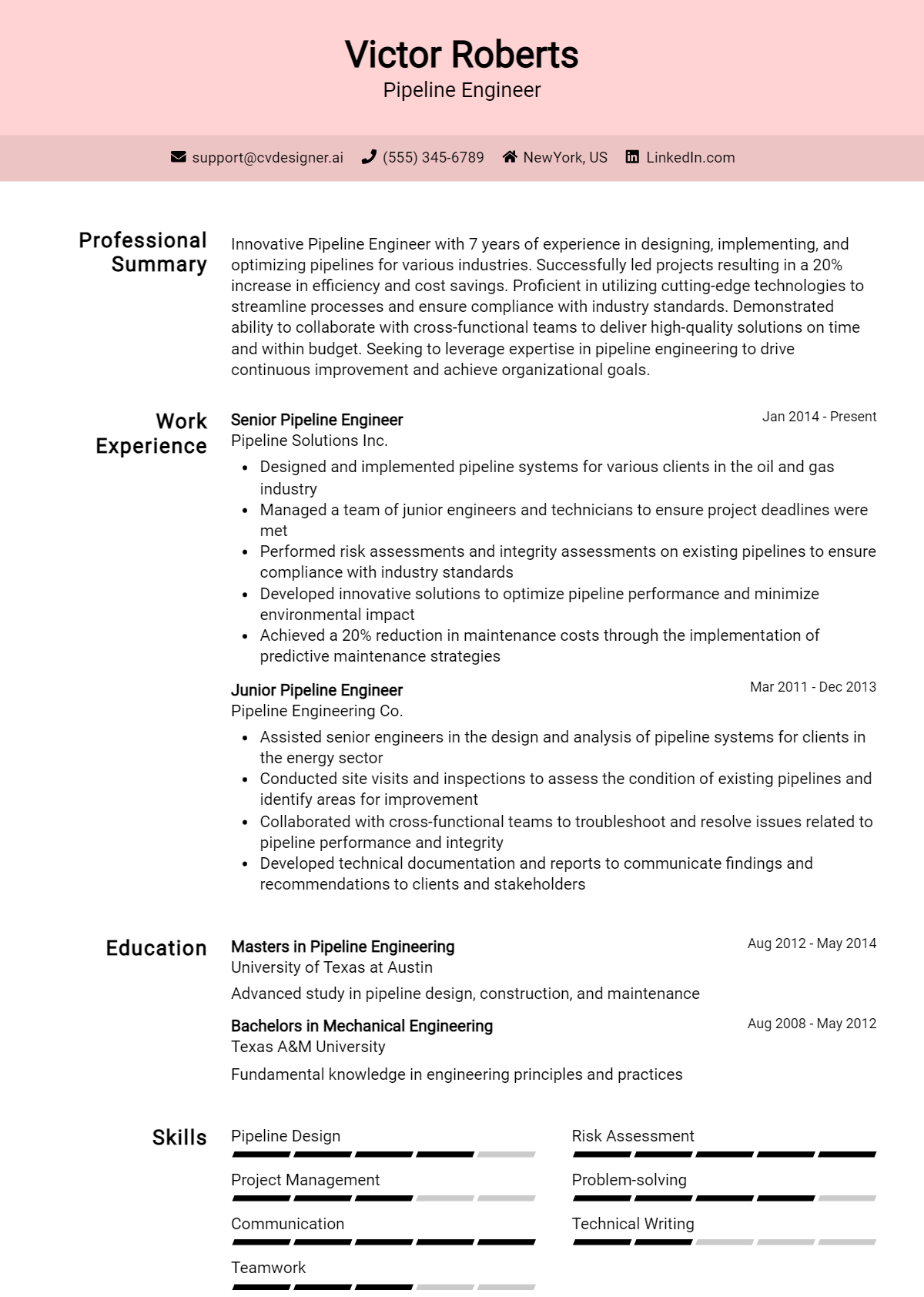 Pipeline Engineer Resume Example for 2026: Strategies & Templates Preview