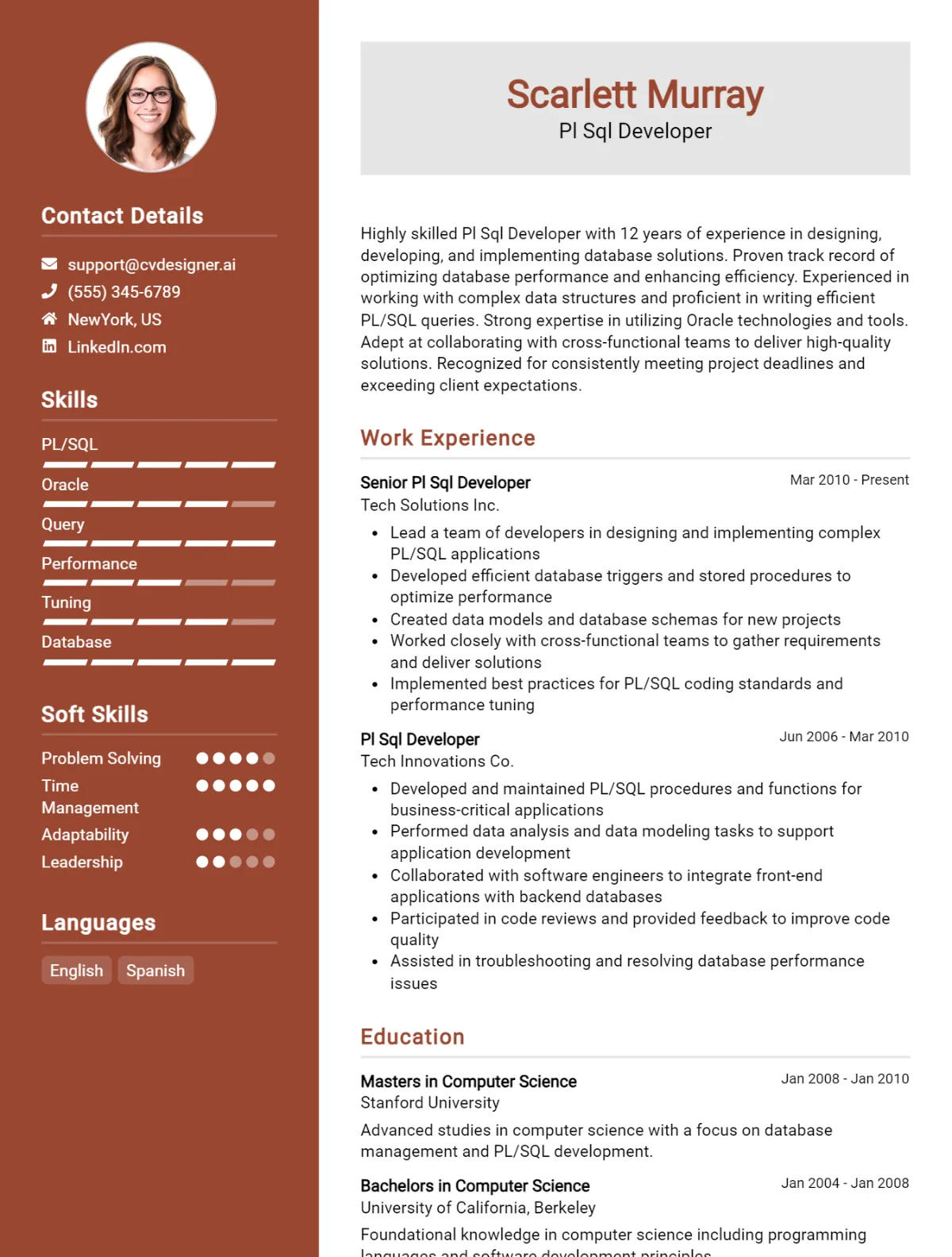 Pl SQL Developer CV Example For 2026: Ultimate Guide Preview