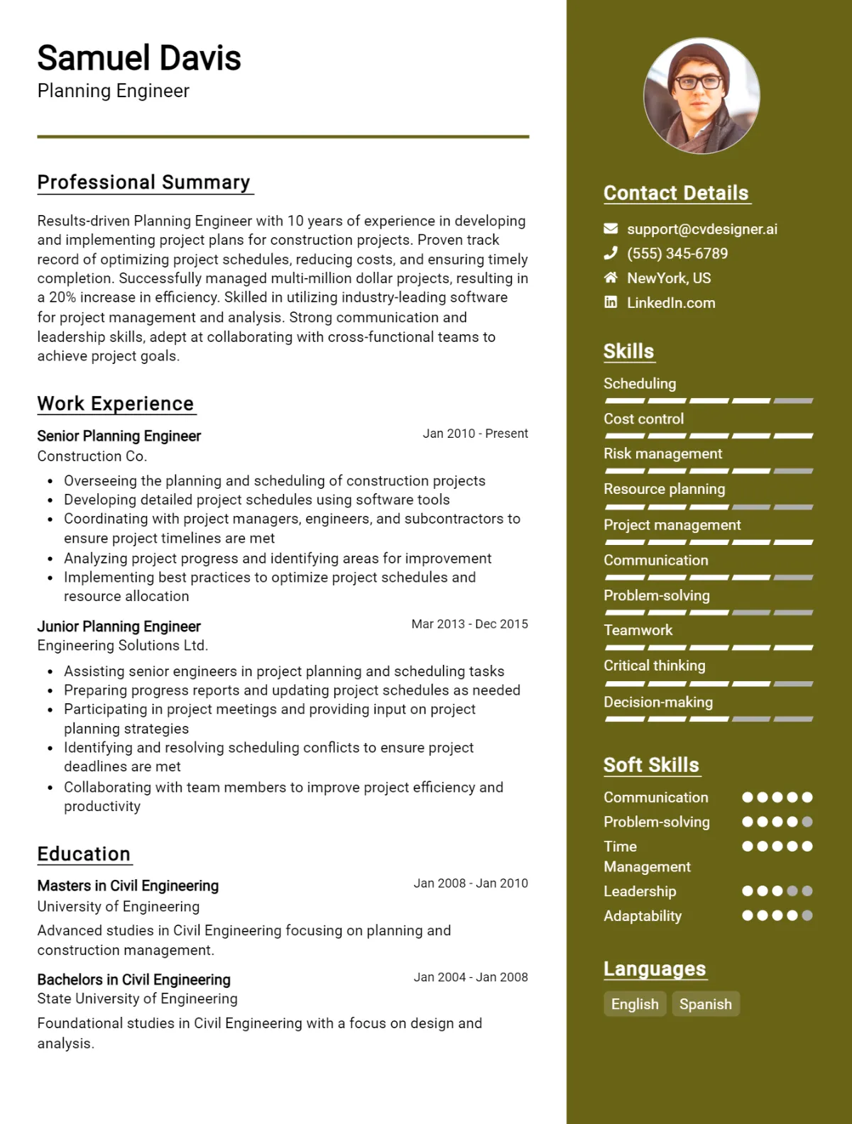 Planning Engineer CV Example For 2026: Tips & Templates Preview