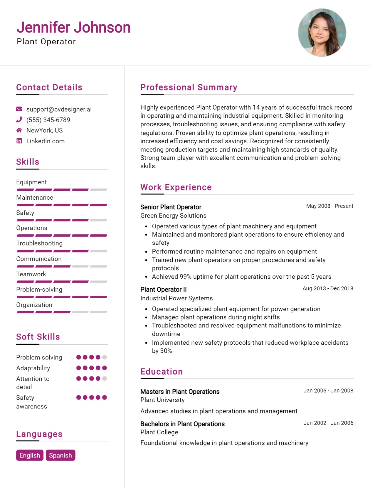 Plant Operator CV Example For 2026: Top Tips & Samples Preview