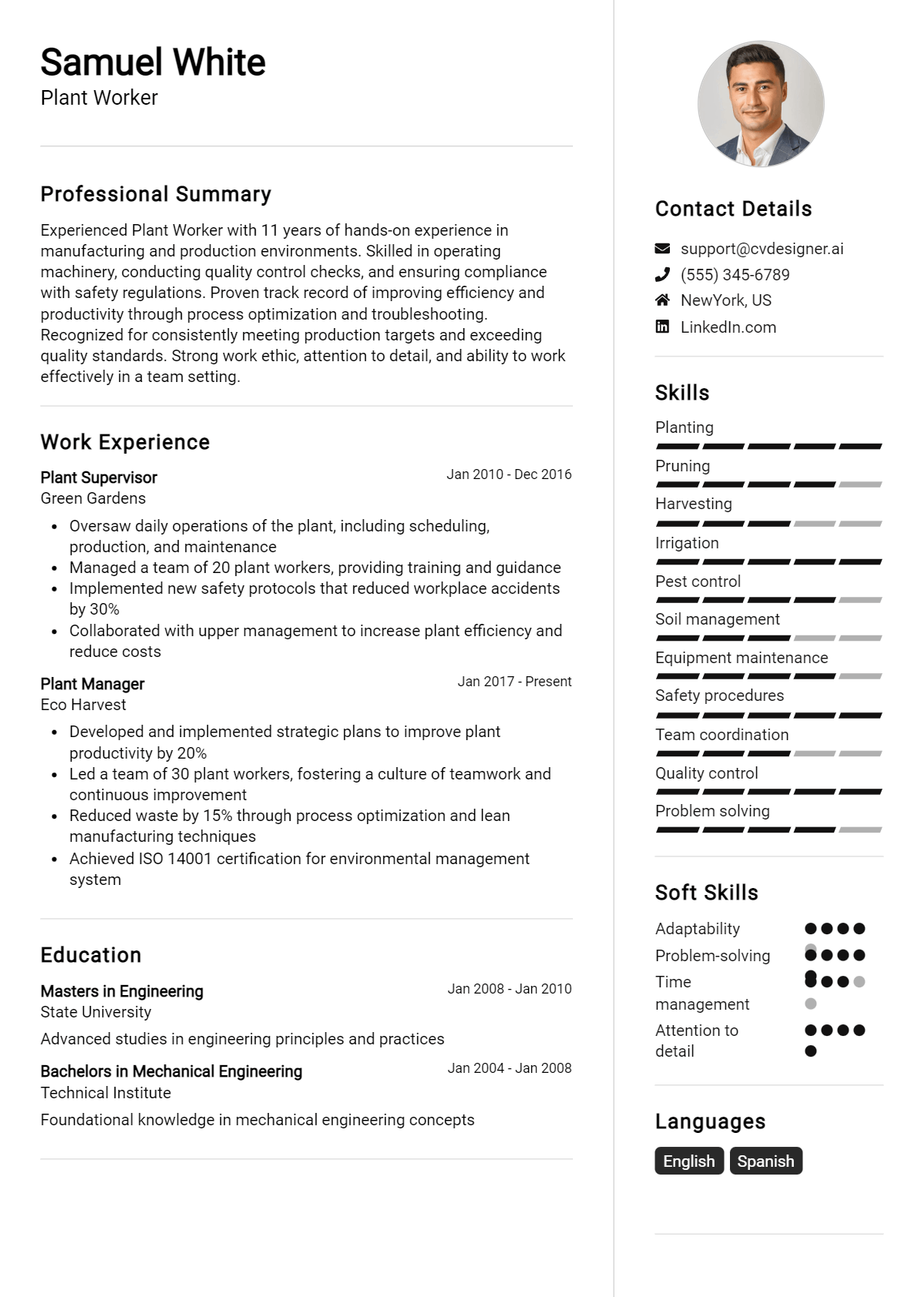 Plant Worker Resume Example for 2026: Strategies & Templates Preview