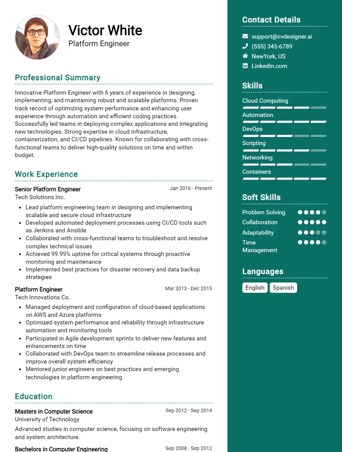 Platform Engineer CV Example For 2026: Tips to Stand Out Preview