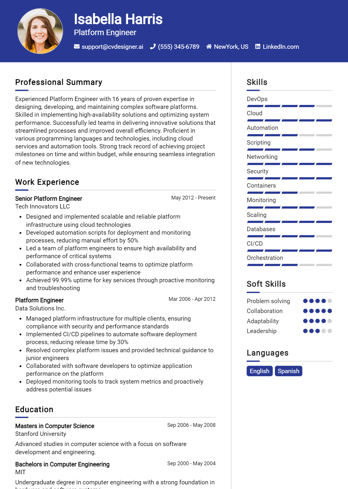 Platform Engineer Resume Example for 2026: Writing Guide Preview