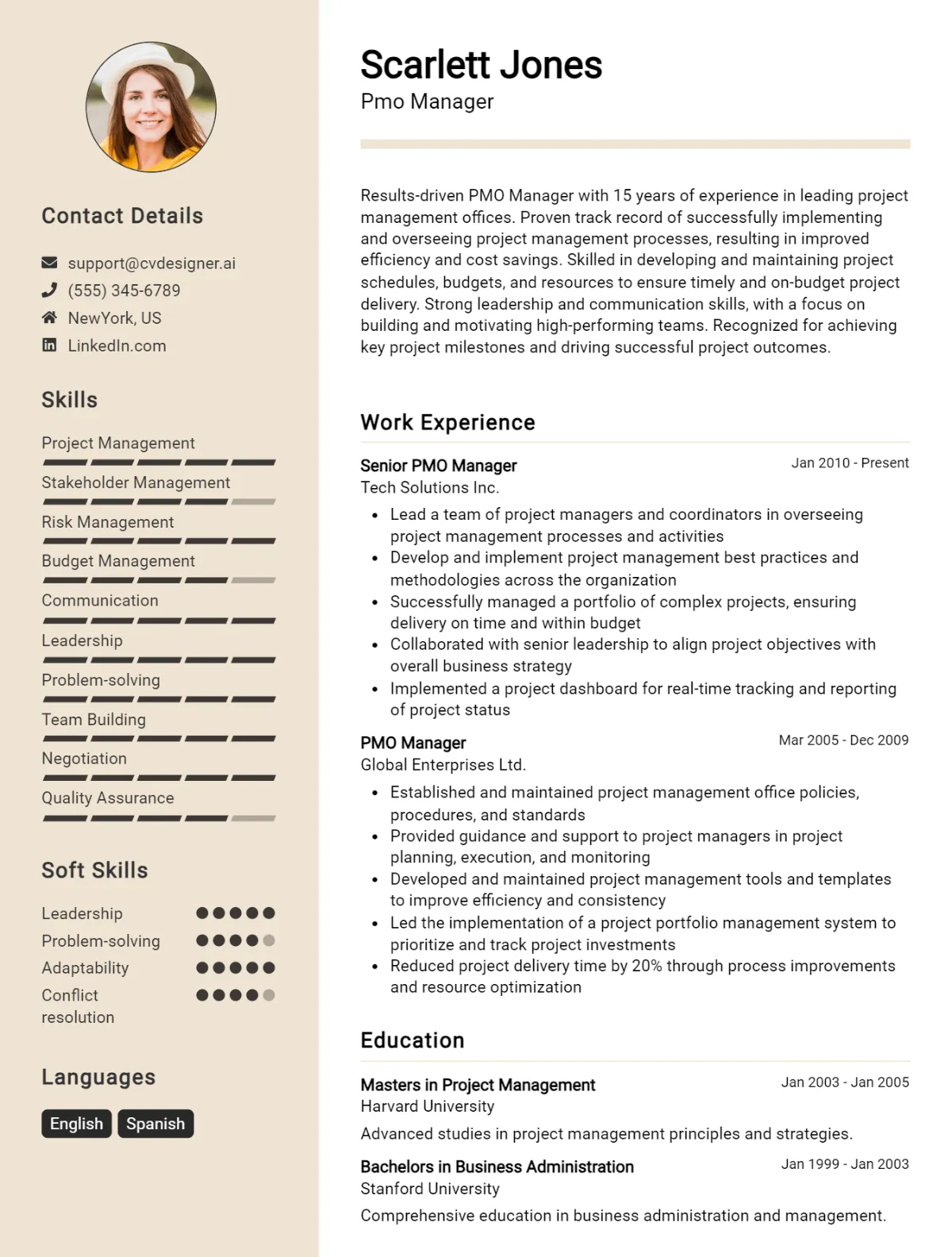 PMO Manager CV Example For 2026: Ultimate Guide Preview