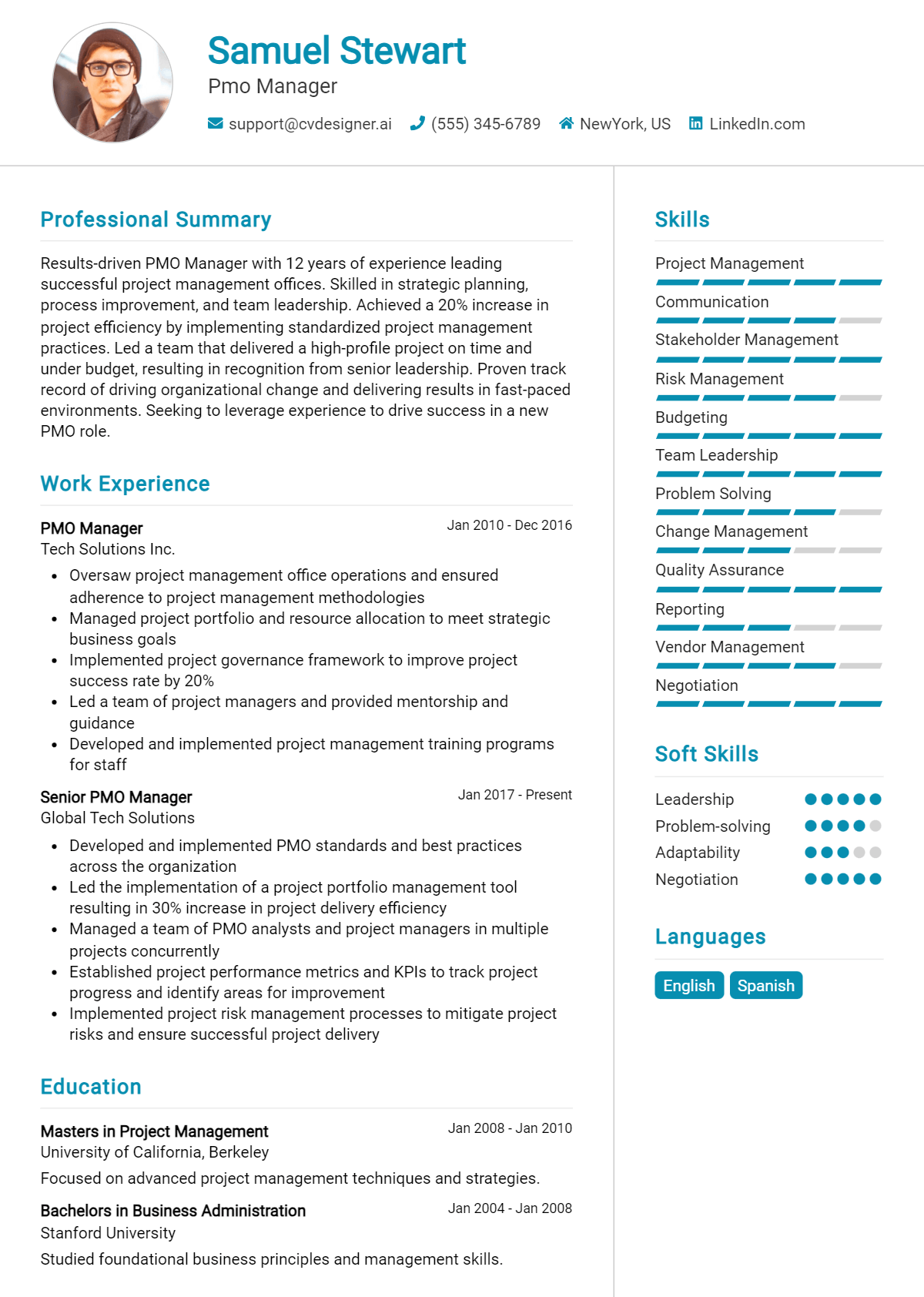 Pmo Manager Resume Example for 2026: Effective Tips Preview