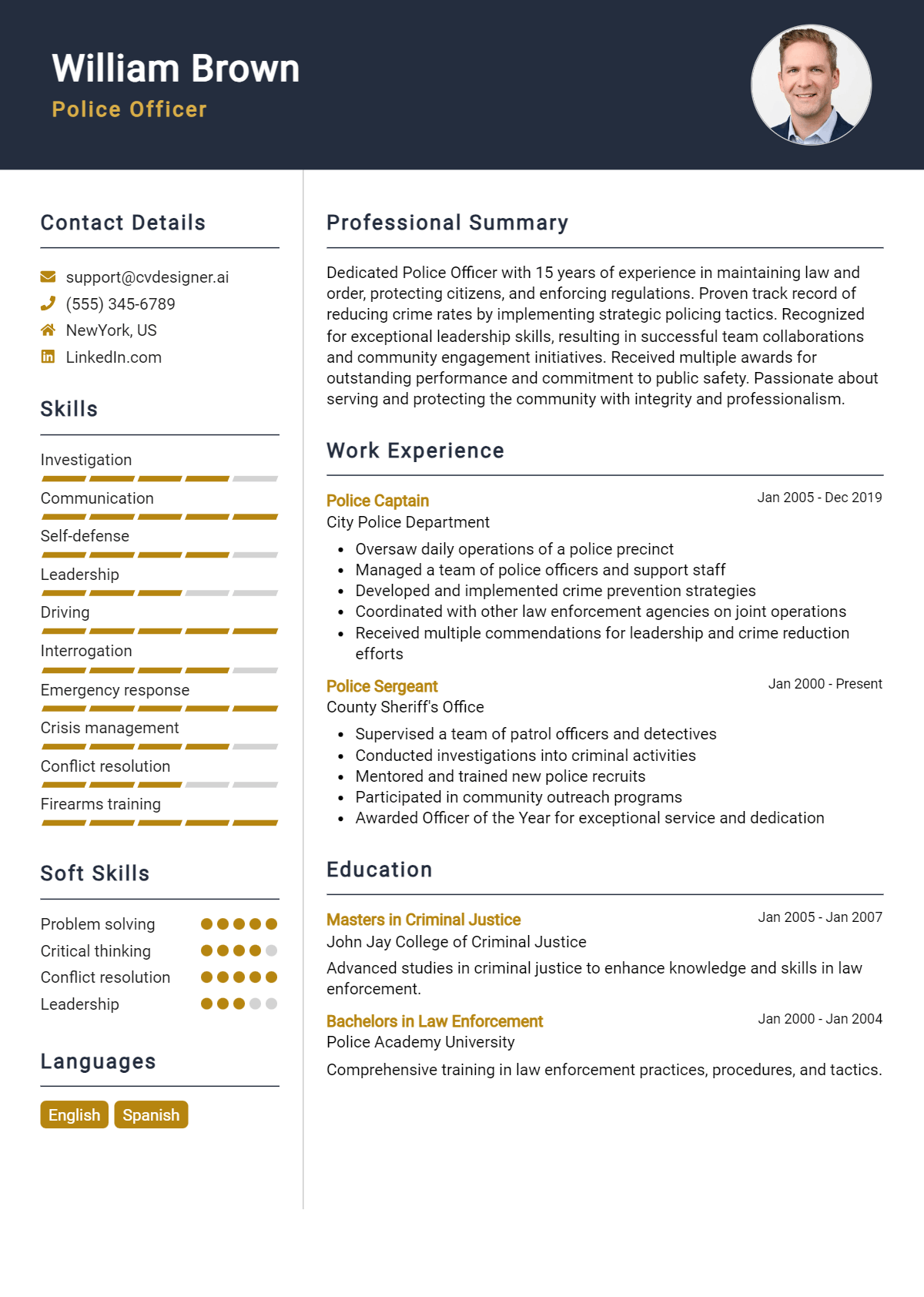Police Officer Resume Example for 2026: Resume Guide Preview