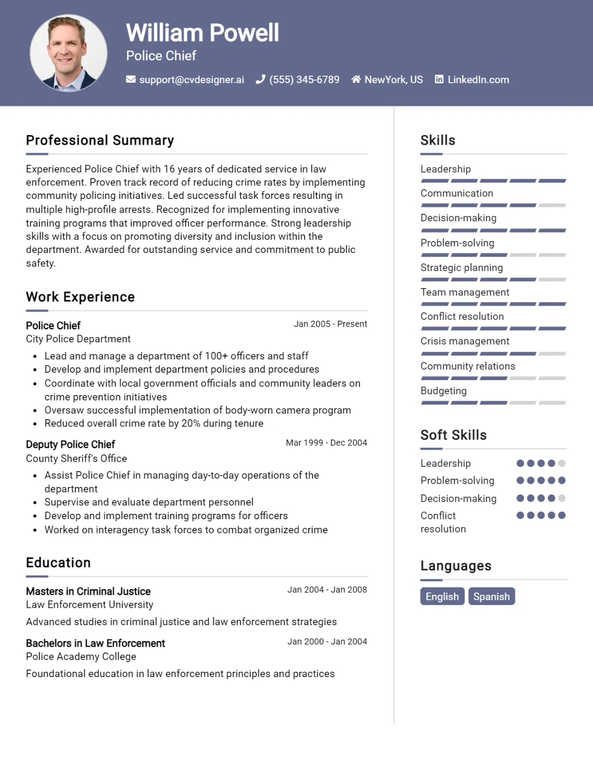 Police Chief CV Example For 2026: How to Craft a Winning CV Preview