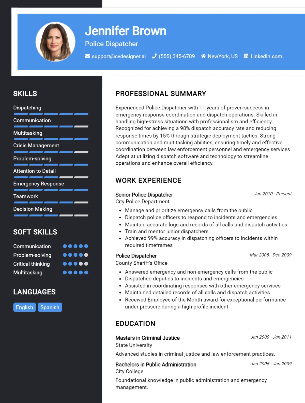Police Dispatcher CV Example For 2026: How to Craft a Winning CV Preview