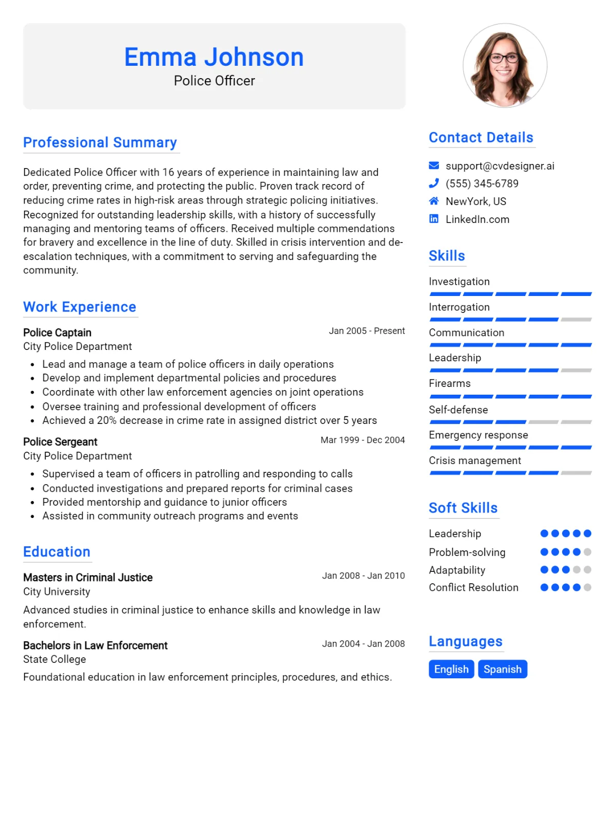 5 Police Officer CV Examples And Downloadable Templates For 2026 Preview