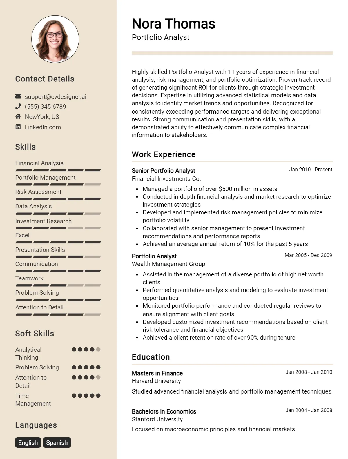 Portfolio Analyst CV Example For 2026: Strategies & Templates Preview
