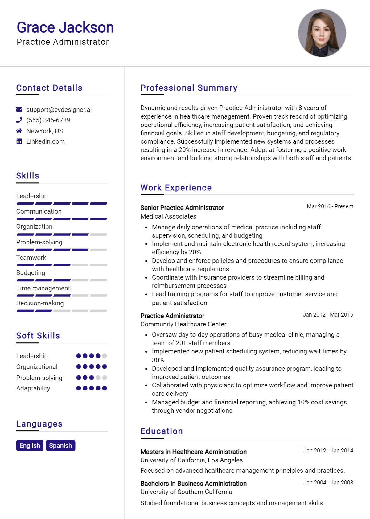 Practice Administrator Resume Example for 2026: How to Craft a Winning CV Preview