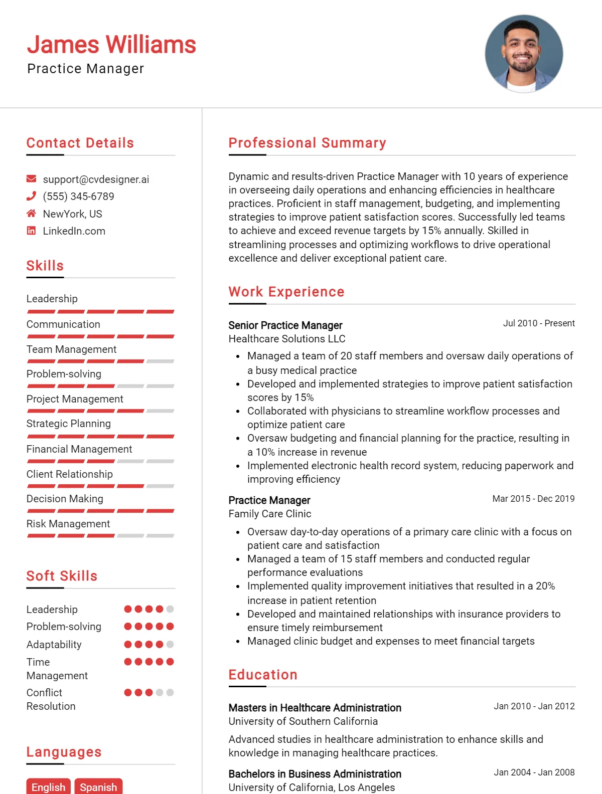 Practice Manager CV Example For 2026: How to Create a Professional CV Preview