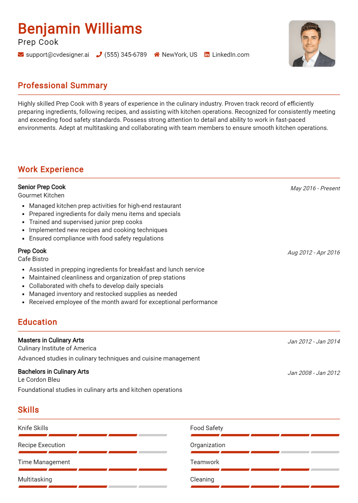 Prep Cook Resume Example for 2026: Tips & Templates Preview