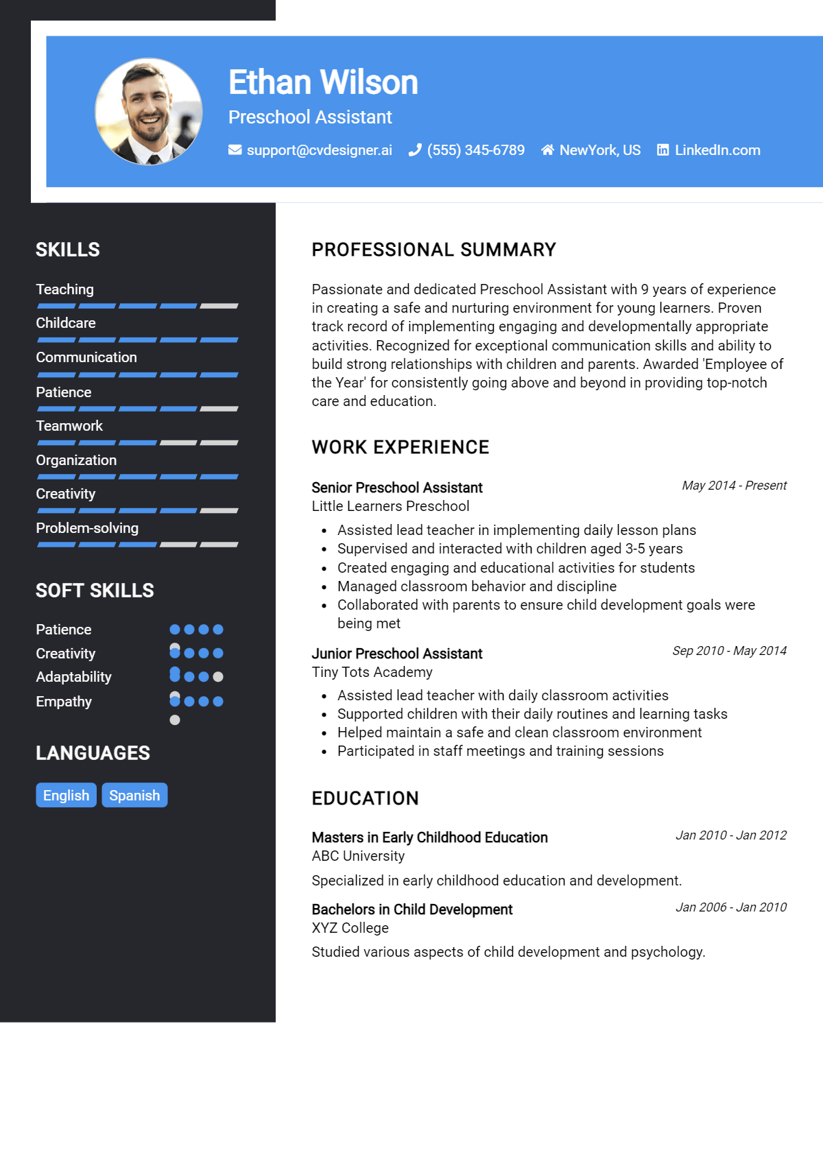 Preschool Assistant Resume Example for 2026: How to Craft a Winning CV Preview