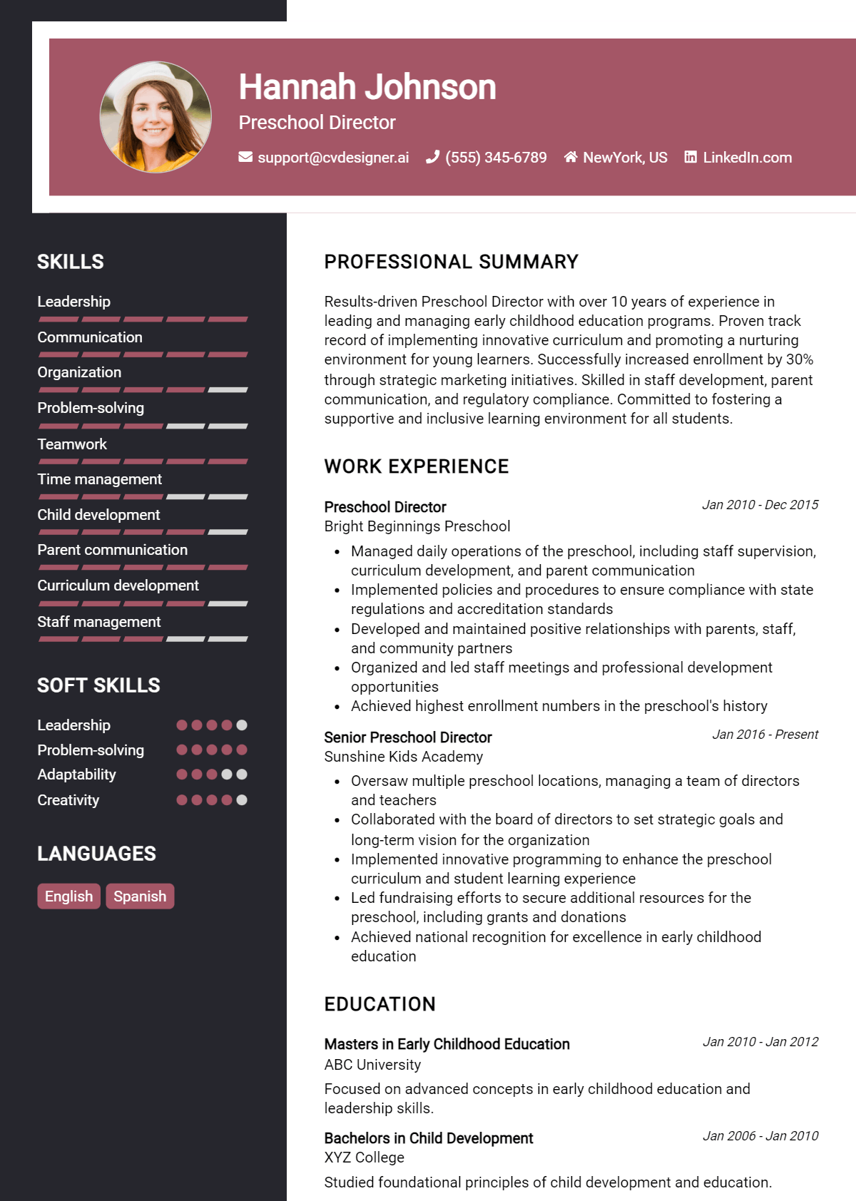 Preschool Director Resume Example for 2026: Best Writing Guide Preview