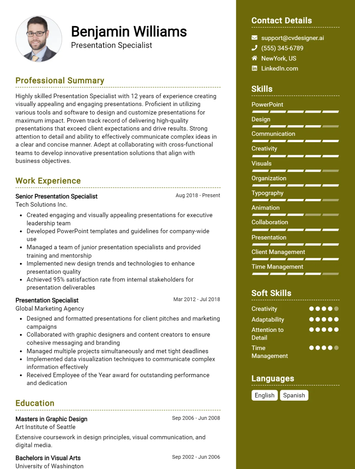 Presentation Specialist CV Example For 2026: Ultimate Guide Preview