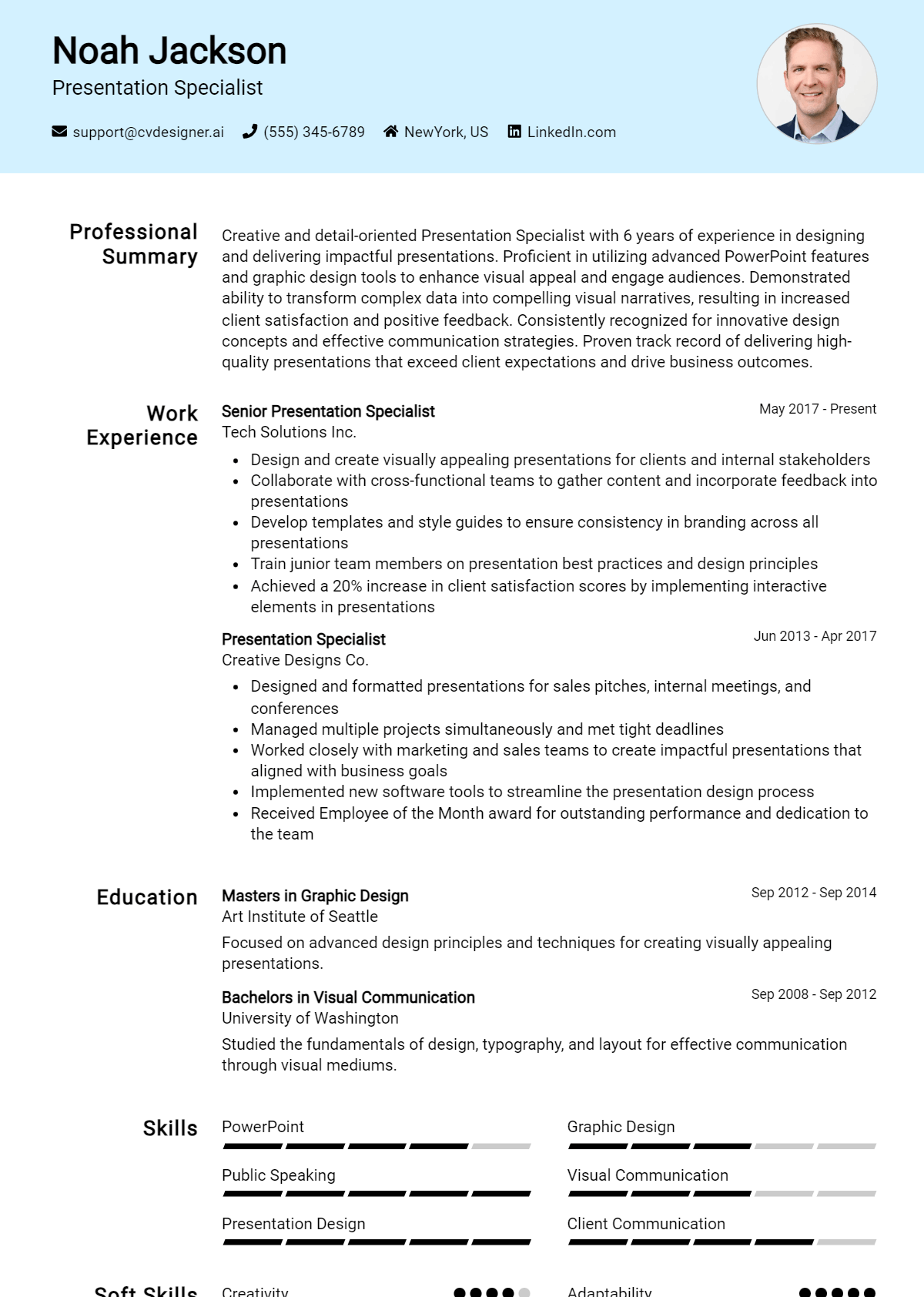 Presentation Specialist Resume Example for 2026: Top CV Skills Preview