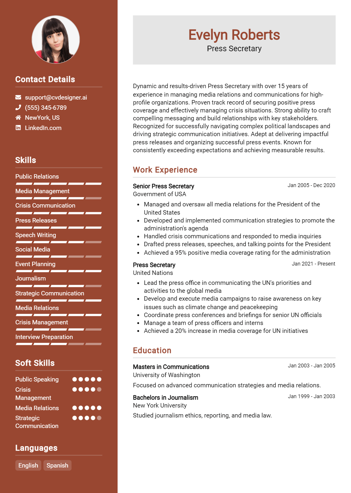 Press Secretary Resume Example for 2026: Best Writing Guide Preview