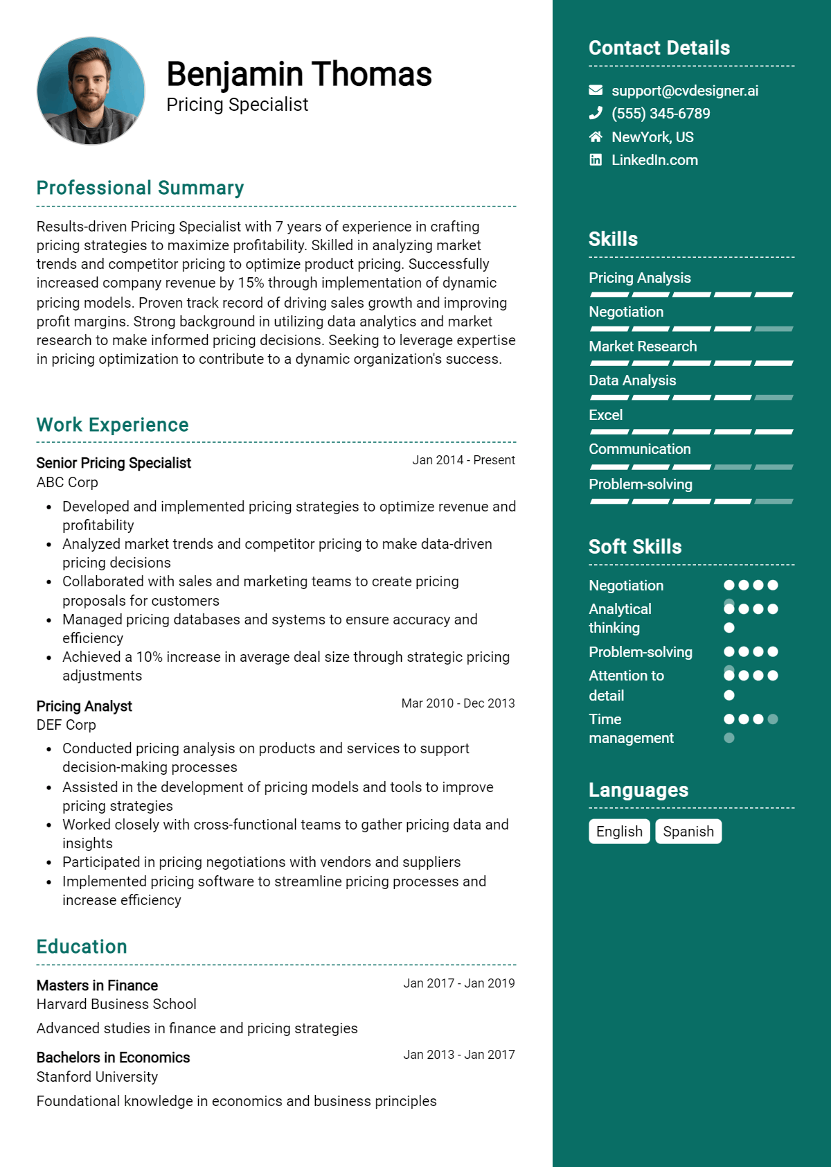 Pricing Specialist Resume Example for 2026: Best Tips & Templates Preview