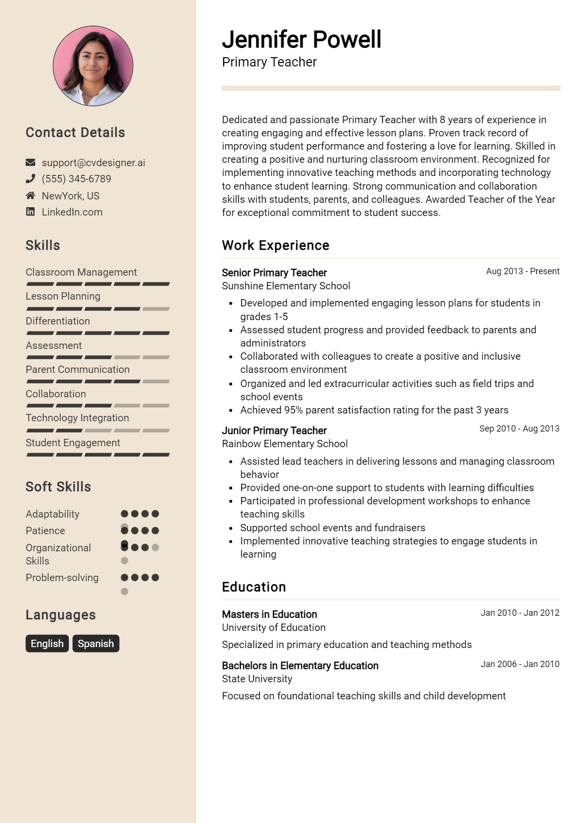 Primary Teacher Resume Example for 2026: Effective CV Writing Tips Preview