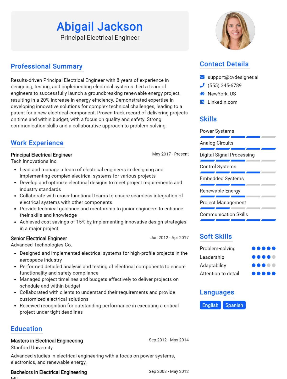 Principal Electrical Engineer CV Example For 2026: Top Tips & Samples Preview