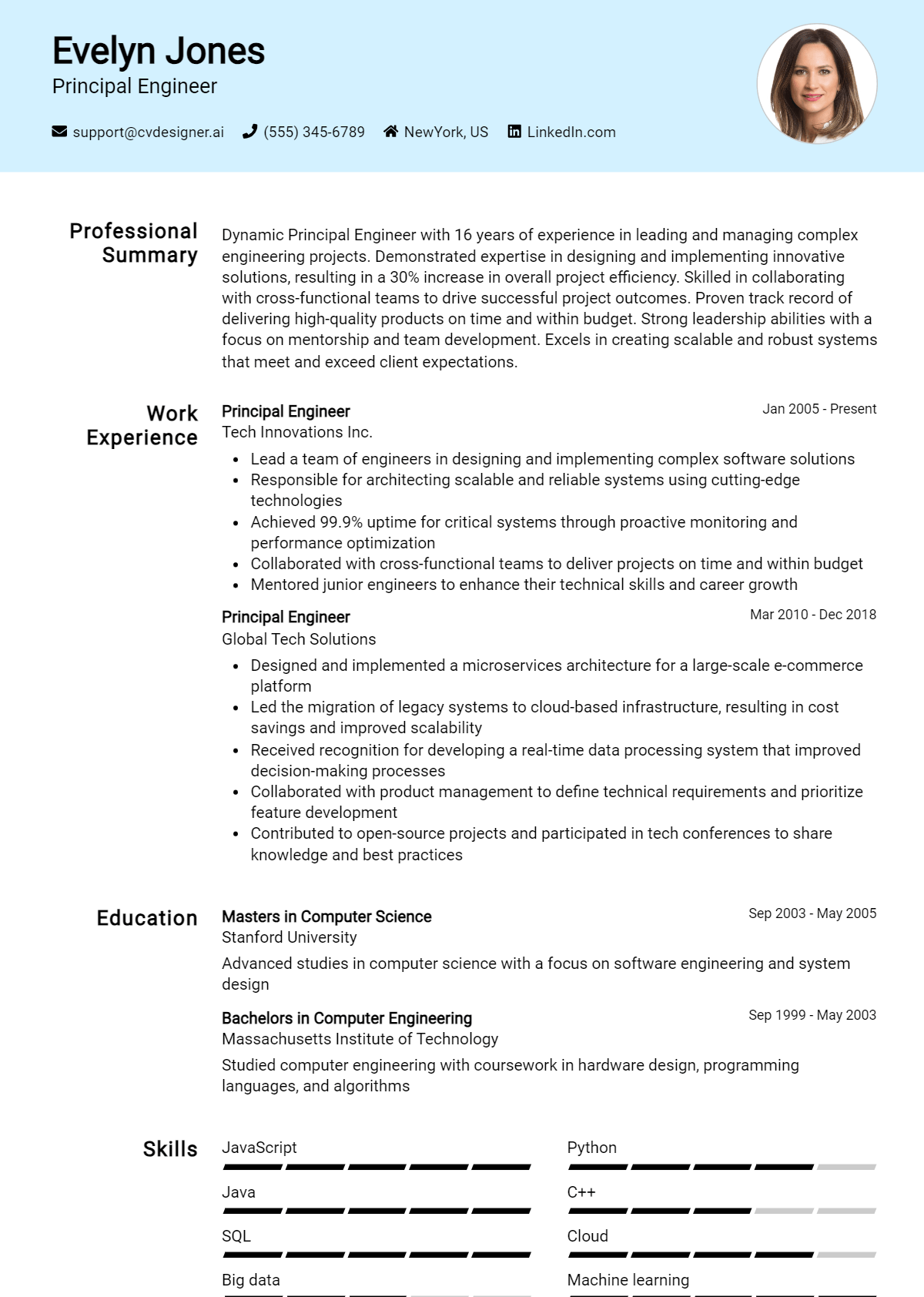 Principal Engineer Resume Example for 2026: Tips & Templates Preview
