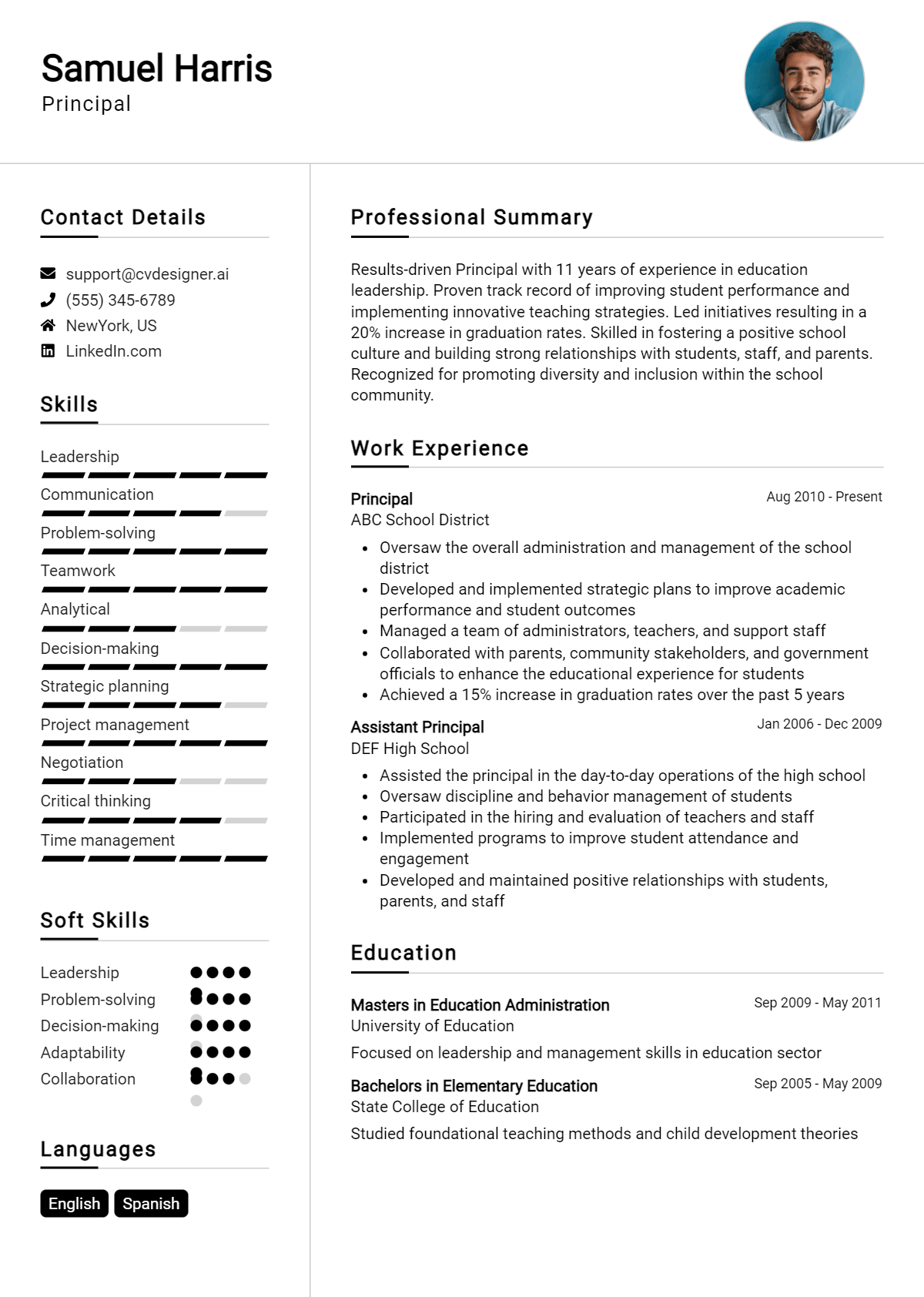 Principal Resume Example for 2026: Top CV Skills Preview