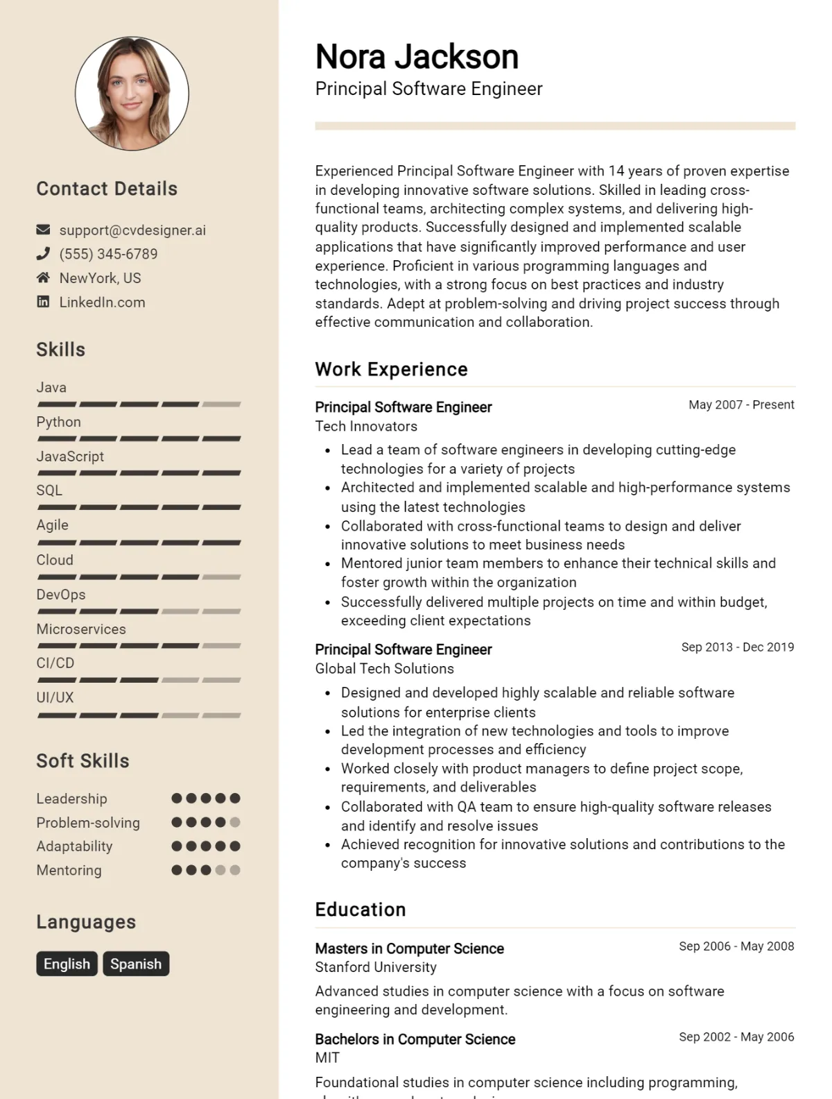 Principal Software Engineer CV Example For 2026: Proven Tips & Templates Preview