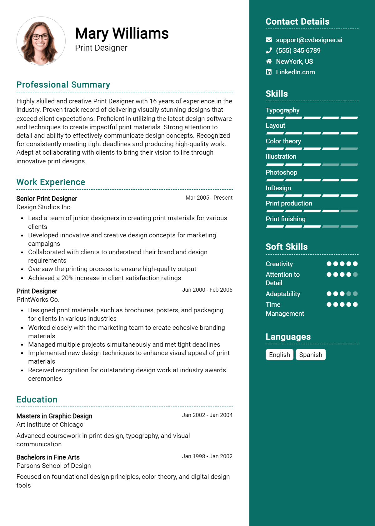 Print Designer Resume Example for 2026: Free Guide Preview