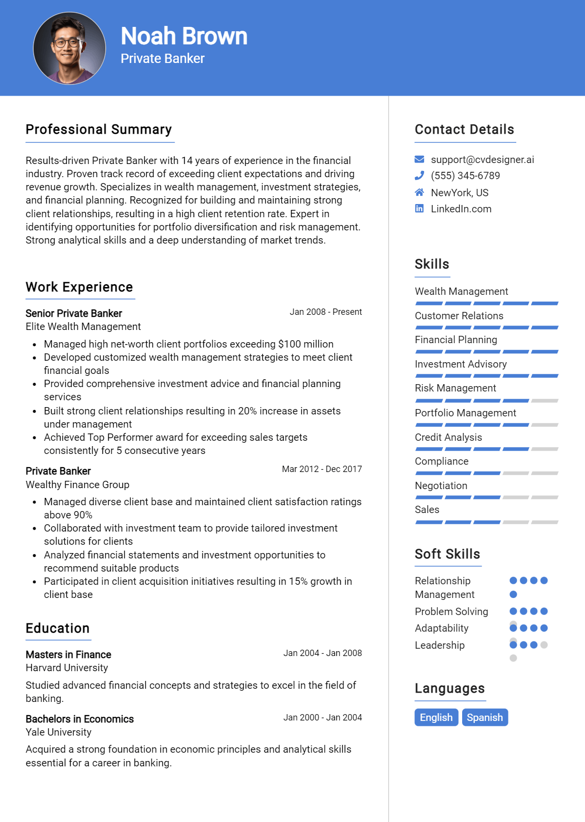 Private Banker Resume Example for 2026: Examples & Free Templates Preview