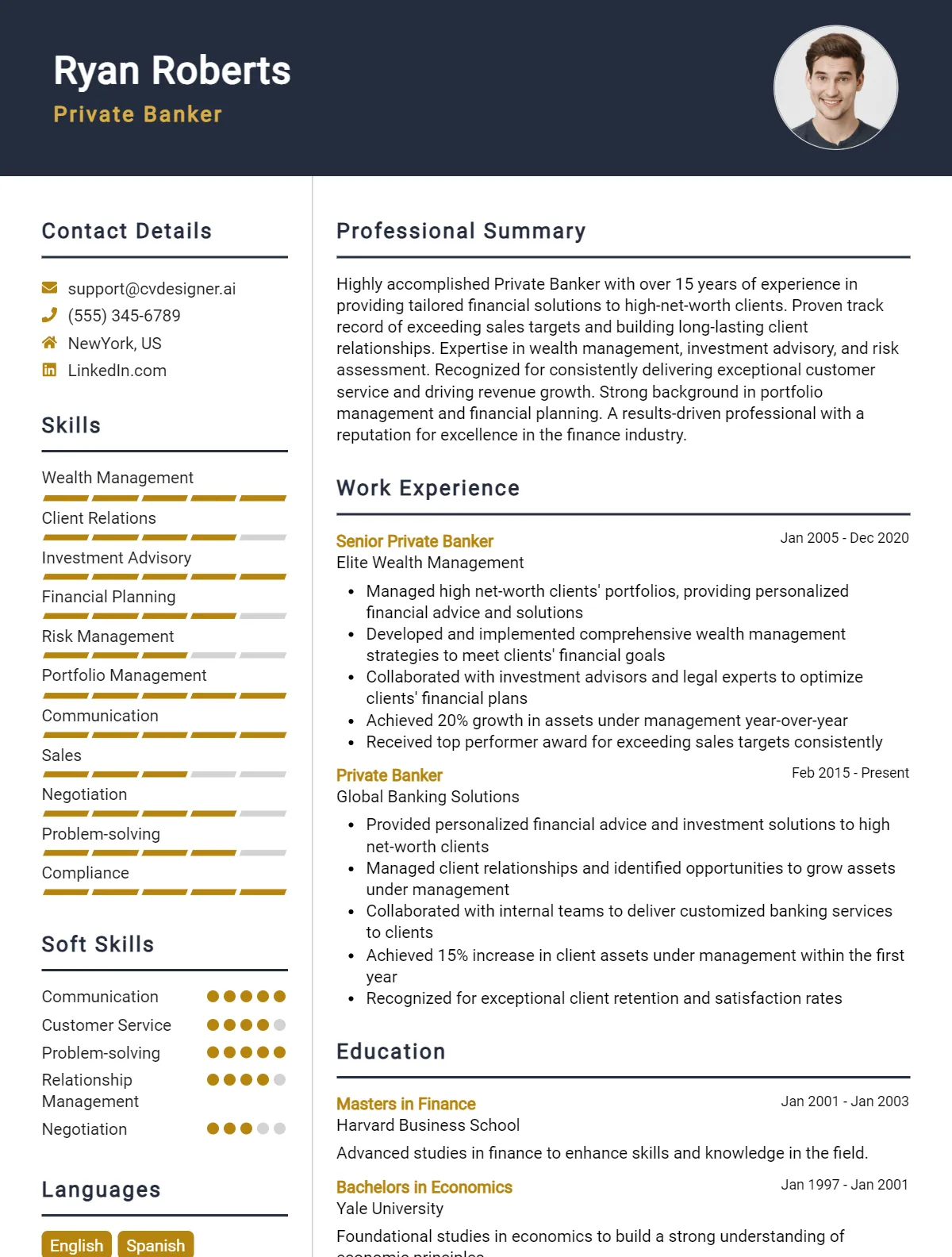 Private Banker CV Example For 2026: Effective CV Writing Tips Preview