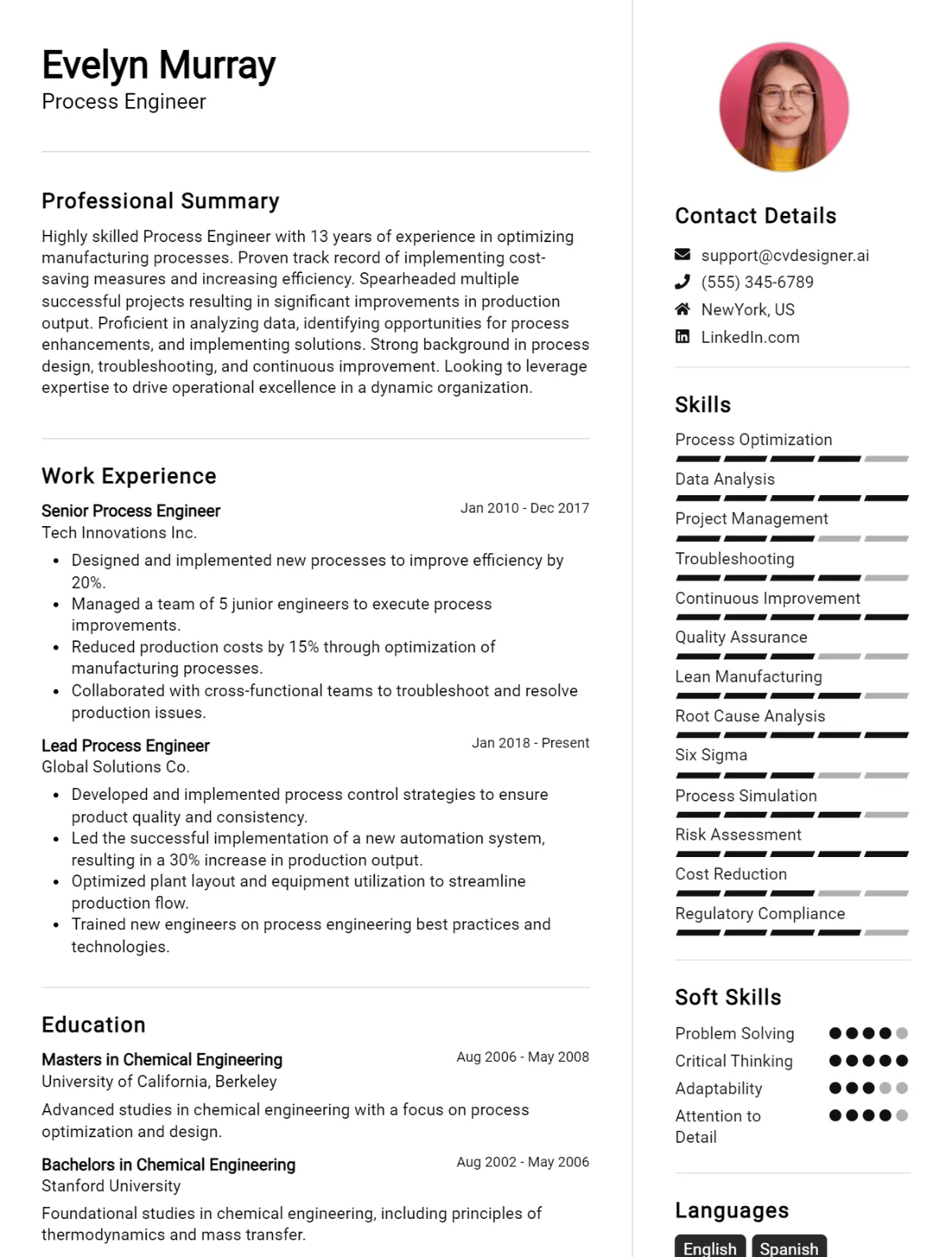 Process Engineer CV Example For 2026: Best Tips & Templates Preview