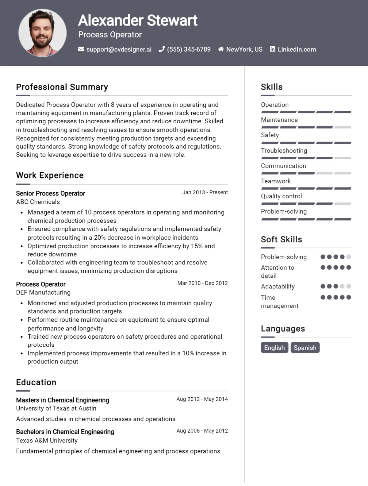 Process Operator CV Example For 2026: Samples & Best Practices Preview