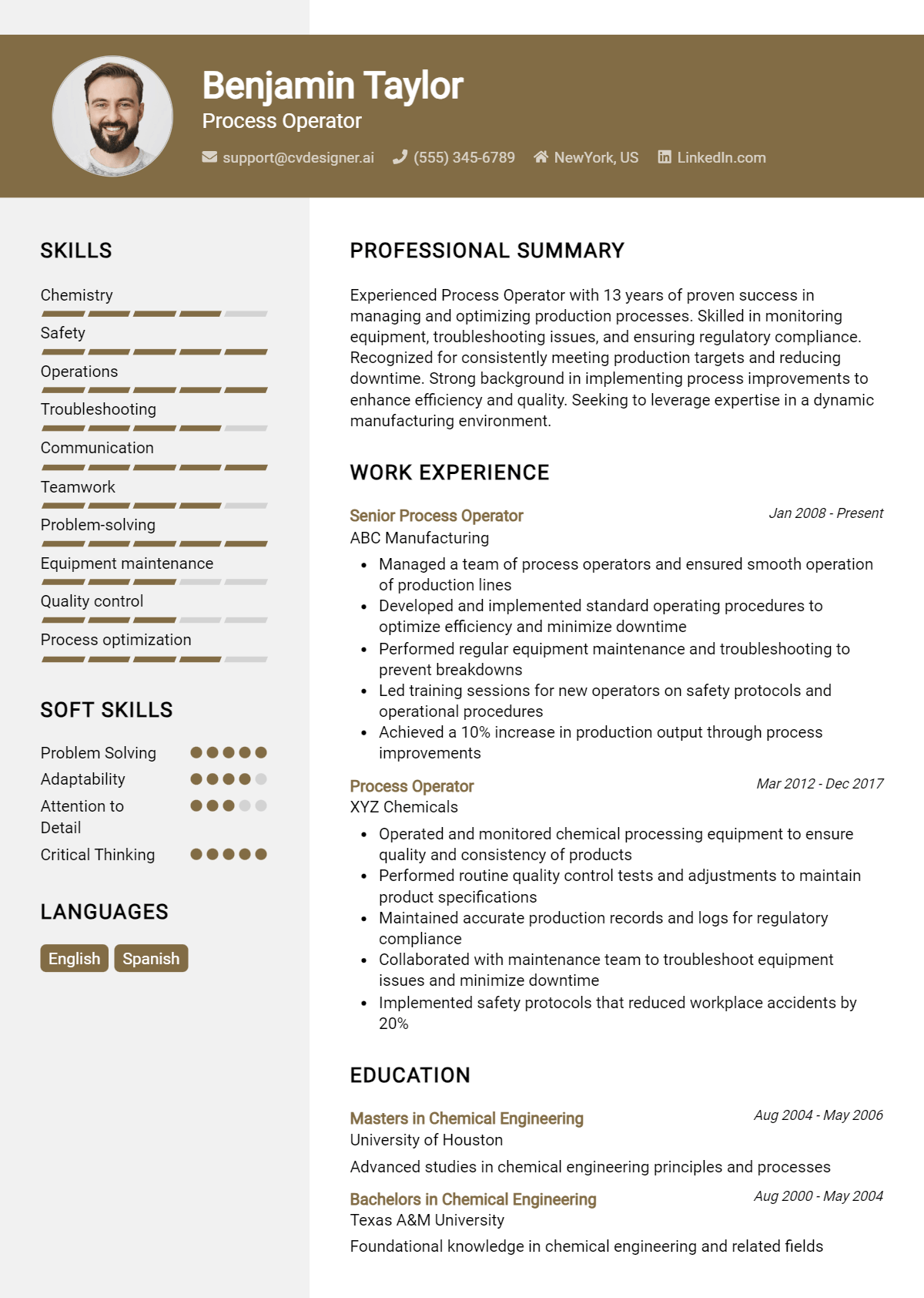 Process Operator Resume Example for 2026: Samples & Best Practices Preview