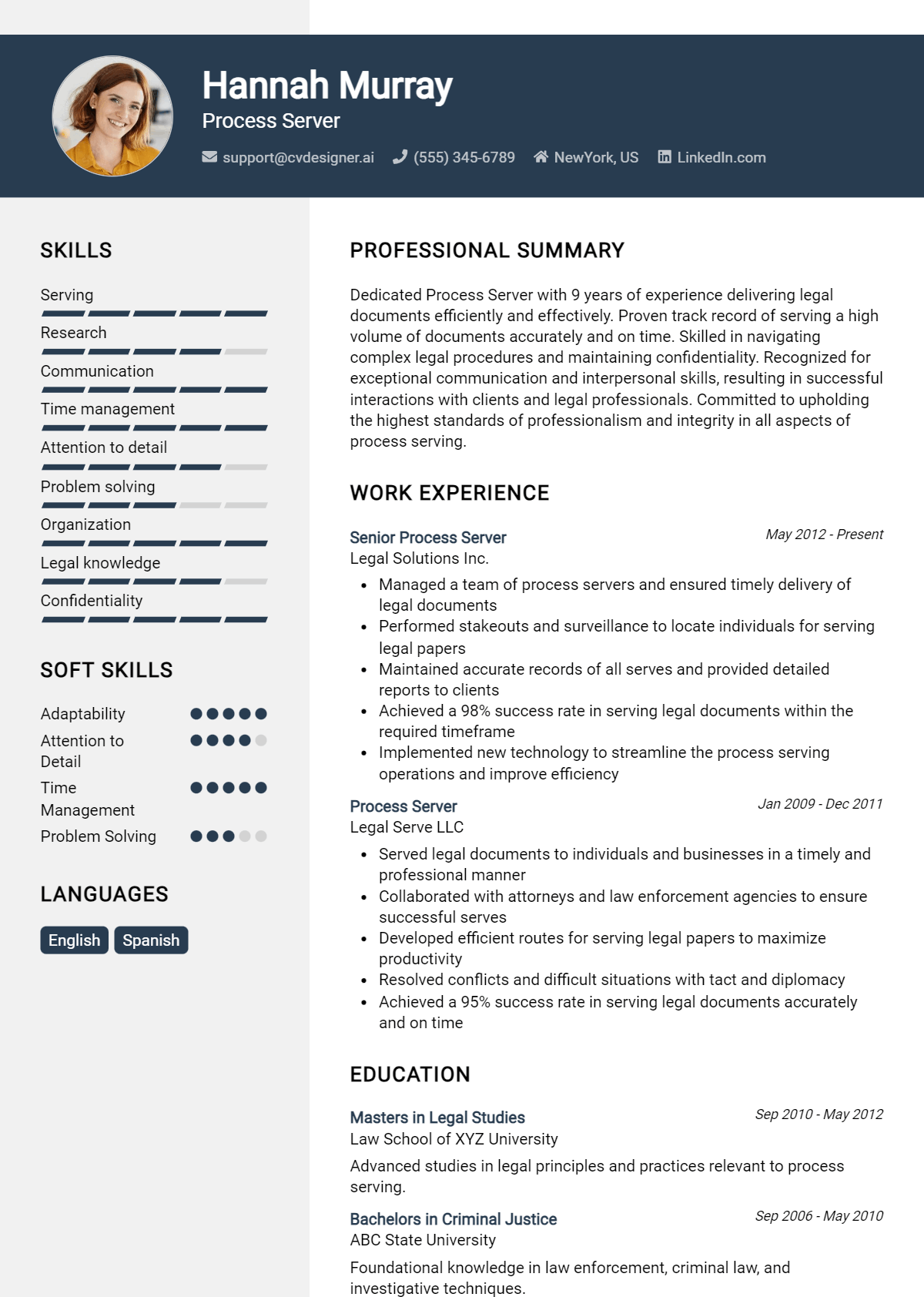 Process Server Resume Example for 2026: How to Create a Professional CV Preview