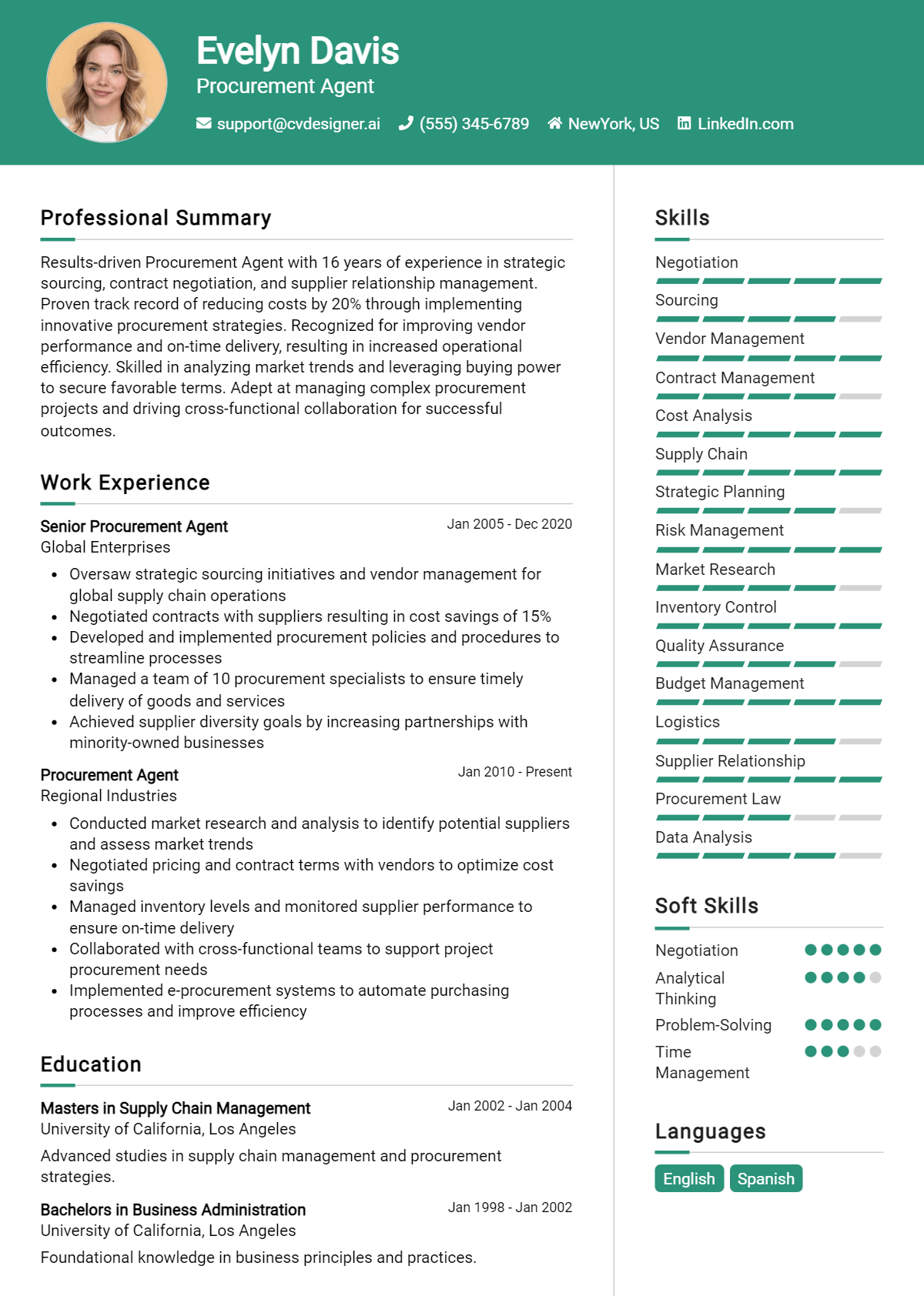 Procurement Agent Resume Example for 2026: Free Templates Preview