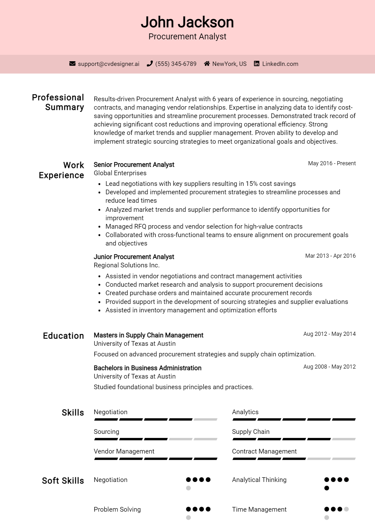 Procurement Analyst Resume Example for 2026: How to Craft a Winning CV Preview