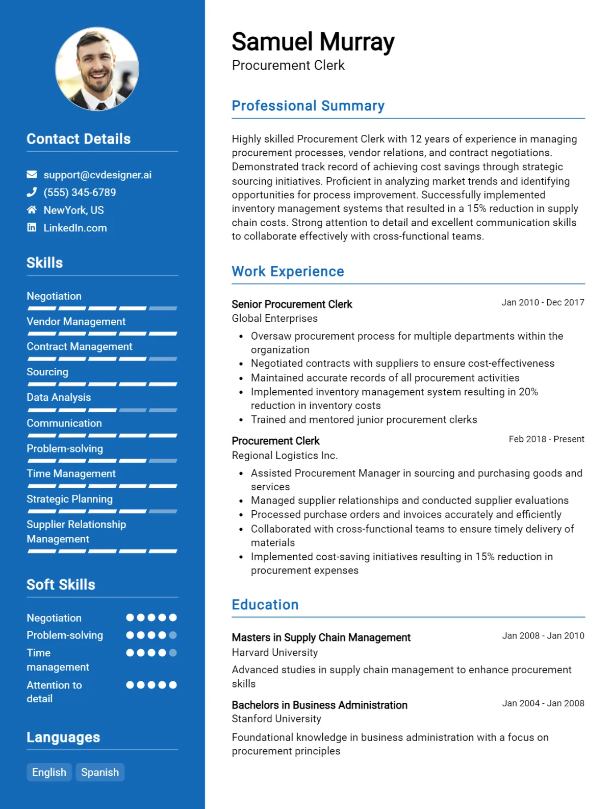 Procurement clerk CV Example For 2026: Effective CV Writing Tips Preview