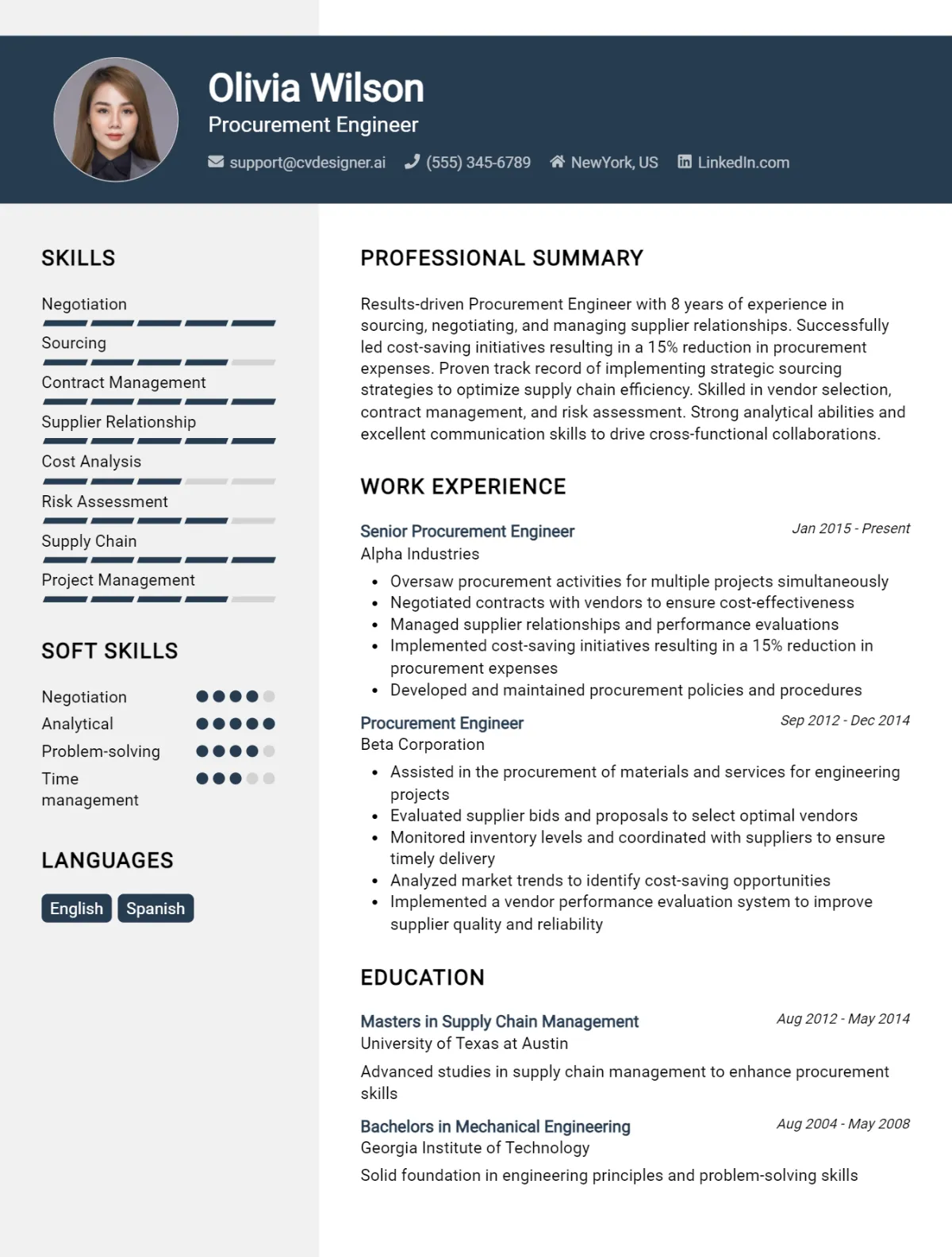 Procurement Engineer CV Example For 2026: How to Craft a Winning CV Preview