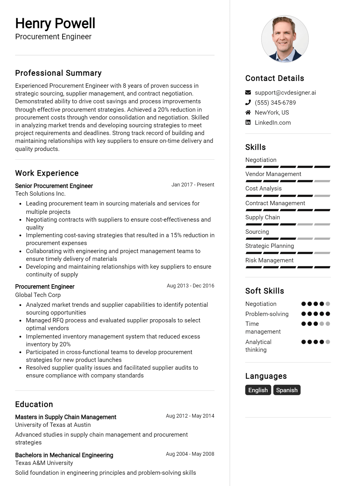 Procurement Engineer Resume Example for 2026: Best Formatting Tips Preview