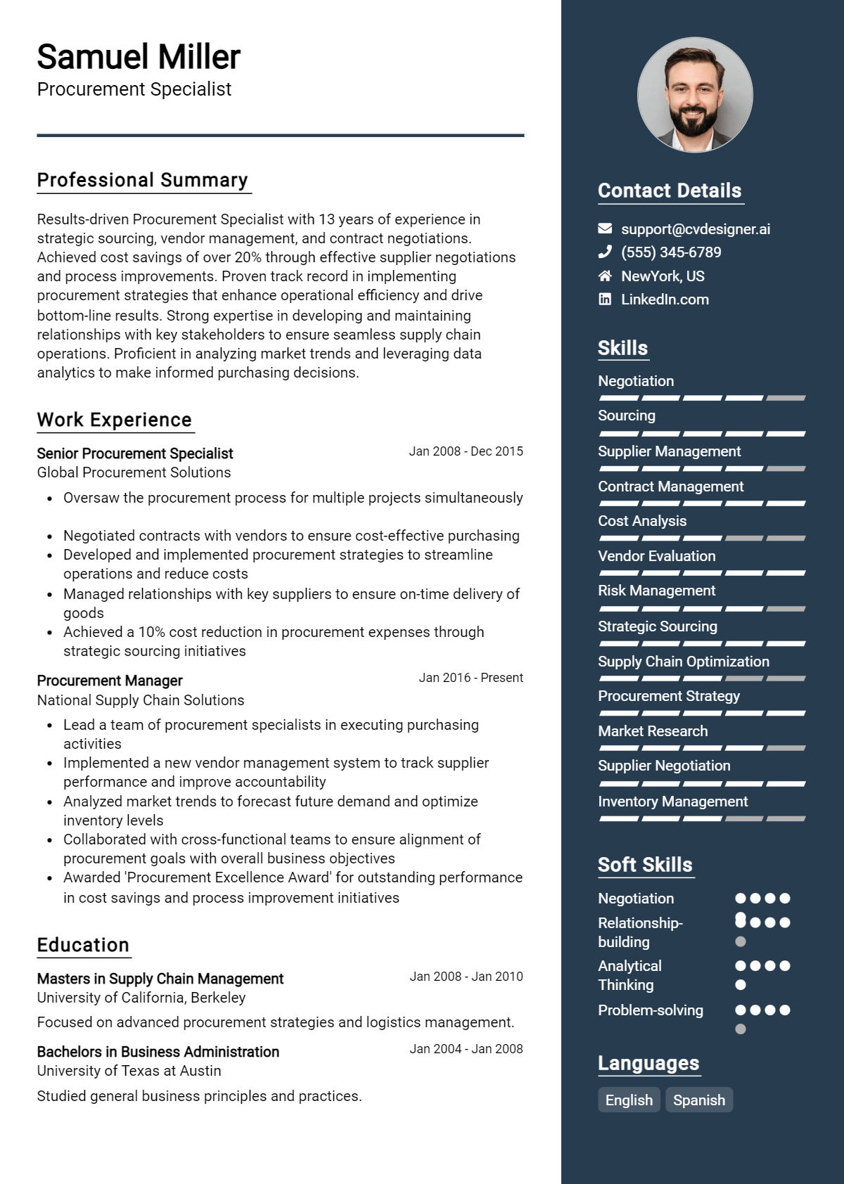 Procurement Specialist Resume Example for 2026: Expert Tips & Templates Preview