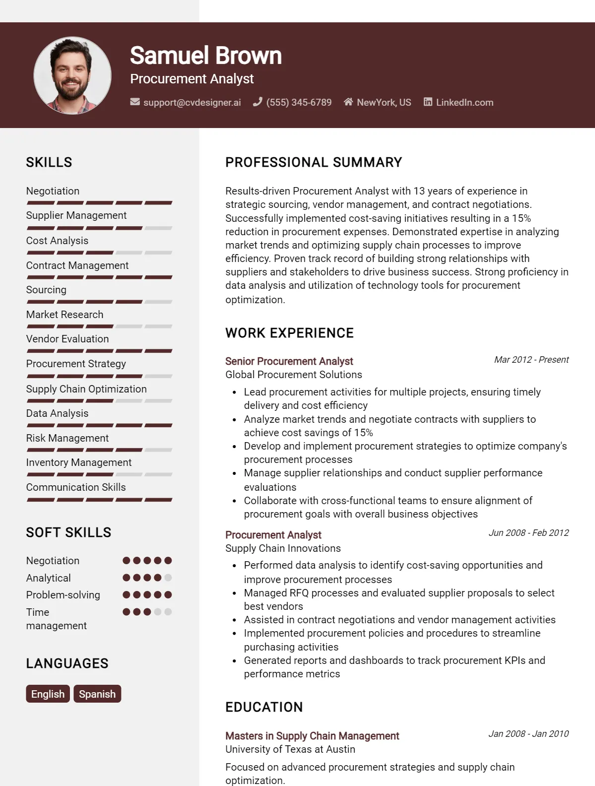 Procurement Analyst CV Example For 2026: Expert Tips & Templates Preview