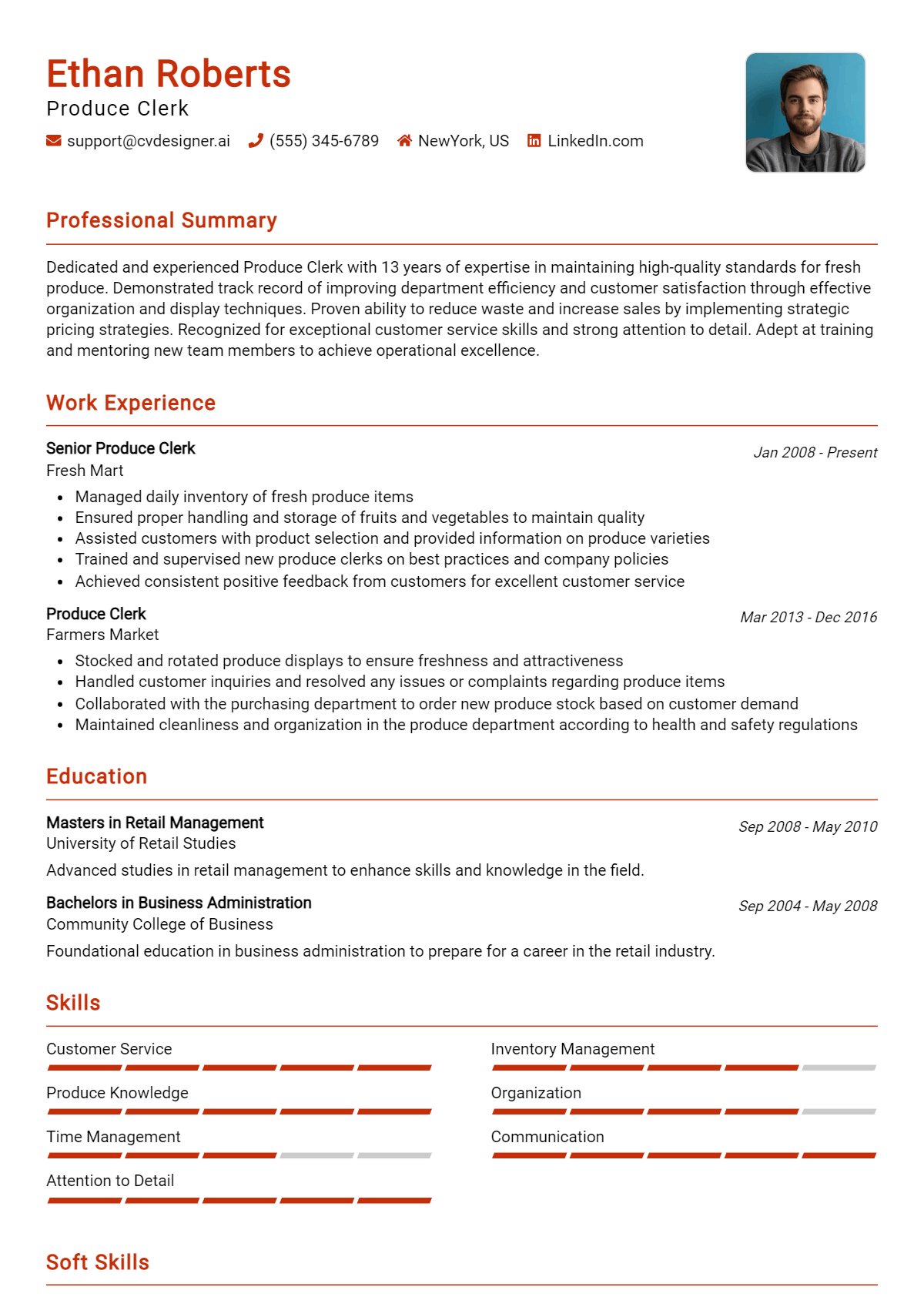 Produce Clerk Resume Example for 2026: Best Formatting Tips Preview