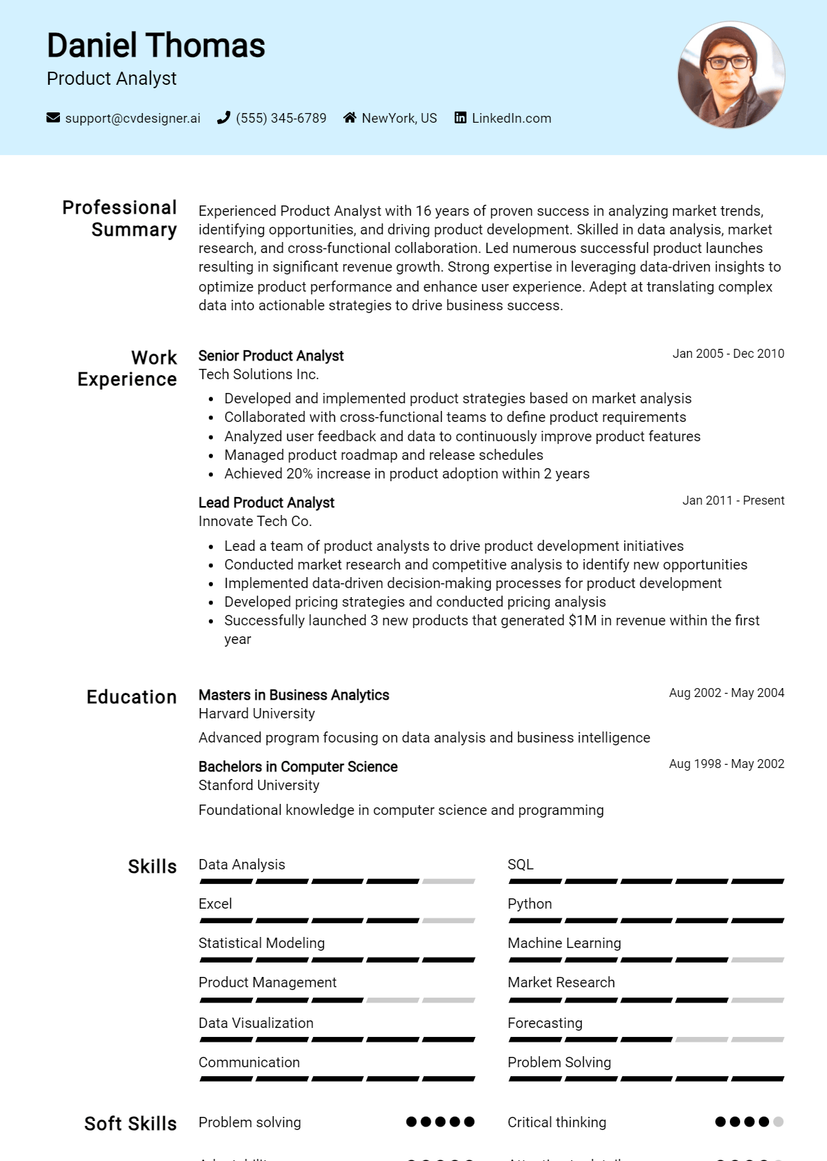 Product Analyst Resume Example for 2026: Effective Tips Preview